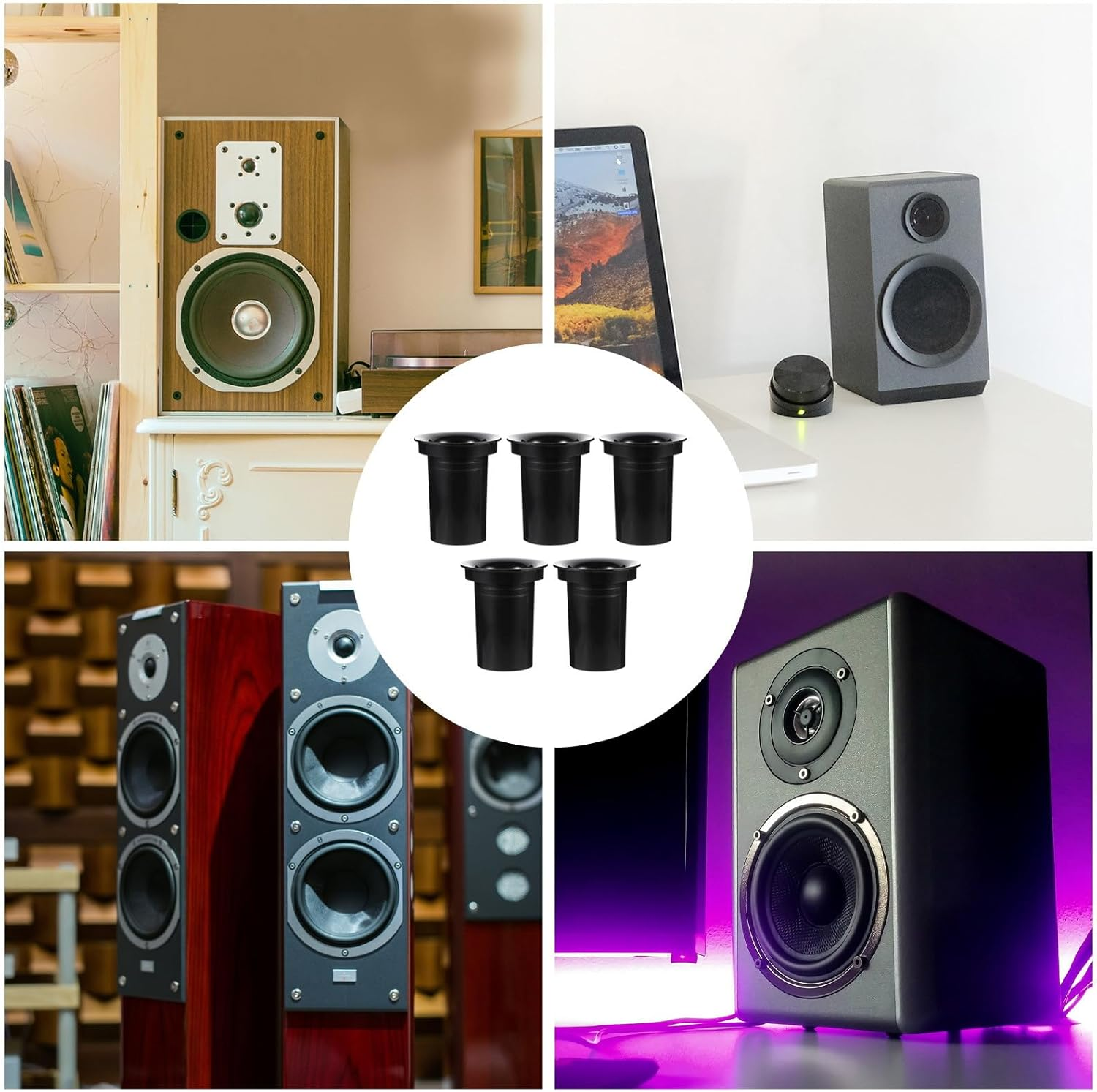 SHOWERORO 5 Pcs Plastic Replacement Subwoofer Port Tubes 82X110Mm Bass Reflex Speaker Accessory for Home Audio Subwoofer Speaker Parts image number 1