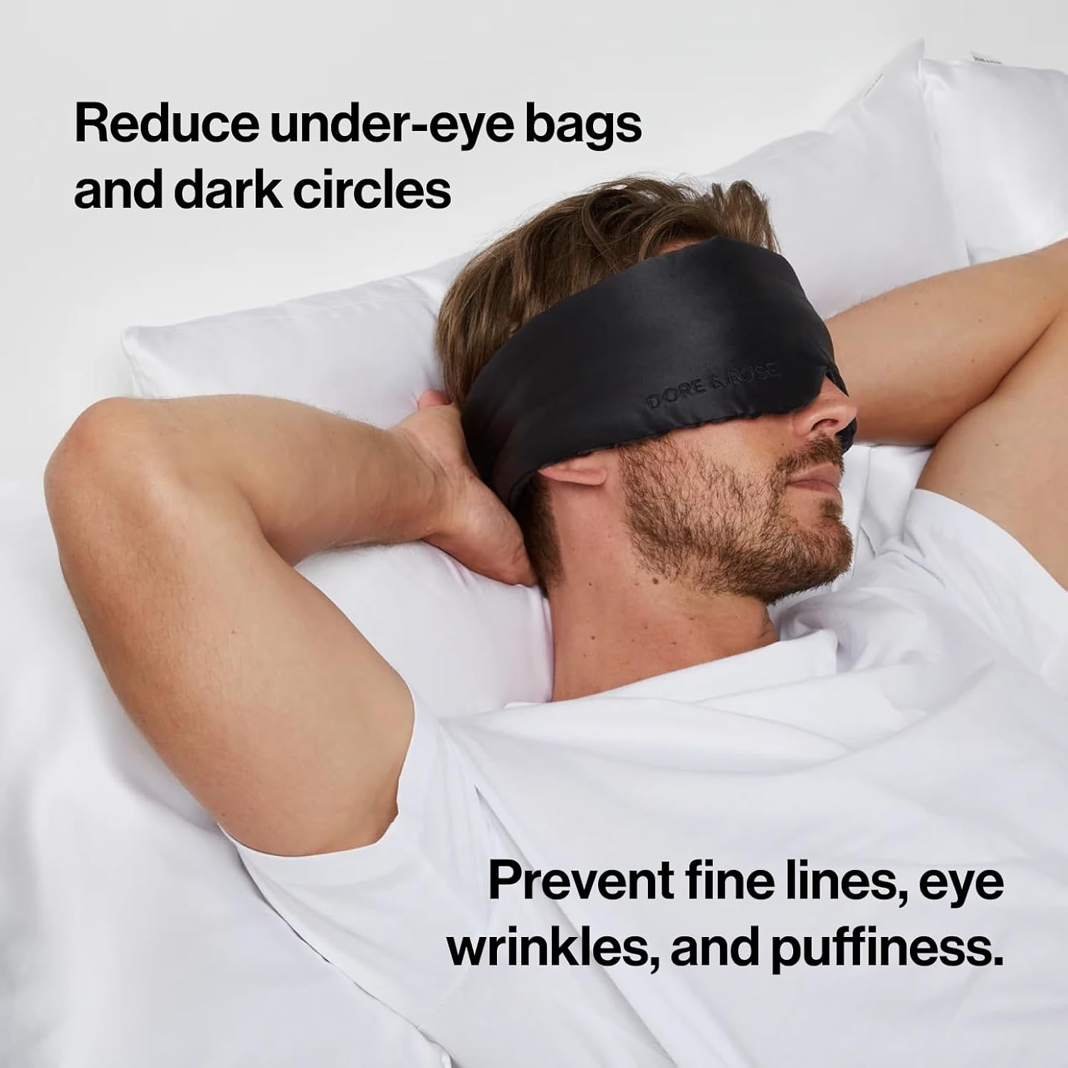 Dore & Rose Deep Sleep Mask Light Blocking, 23 Momme Mulberry Silk Eye Mask, Ultra Soft, Adjustable - Travel Sleeping Mask for Men & Women (Black) image number 1