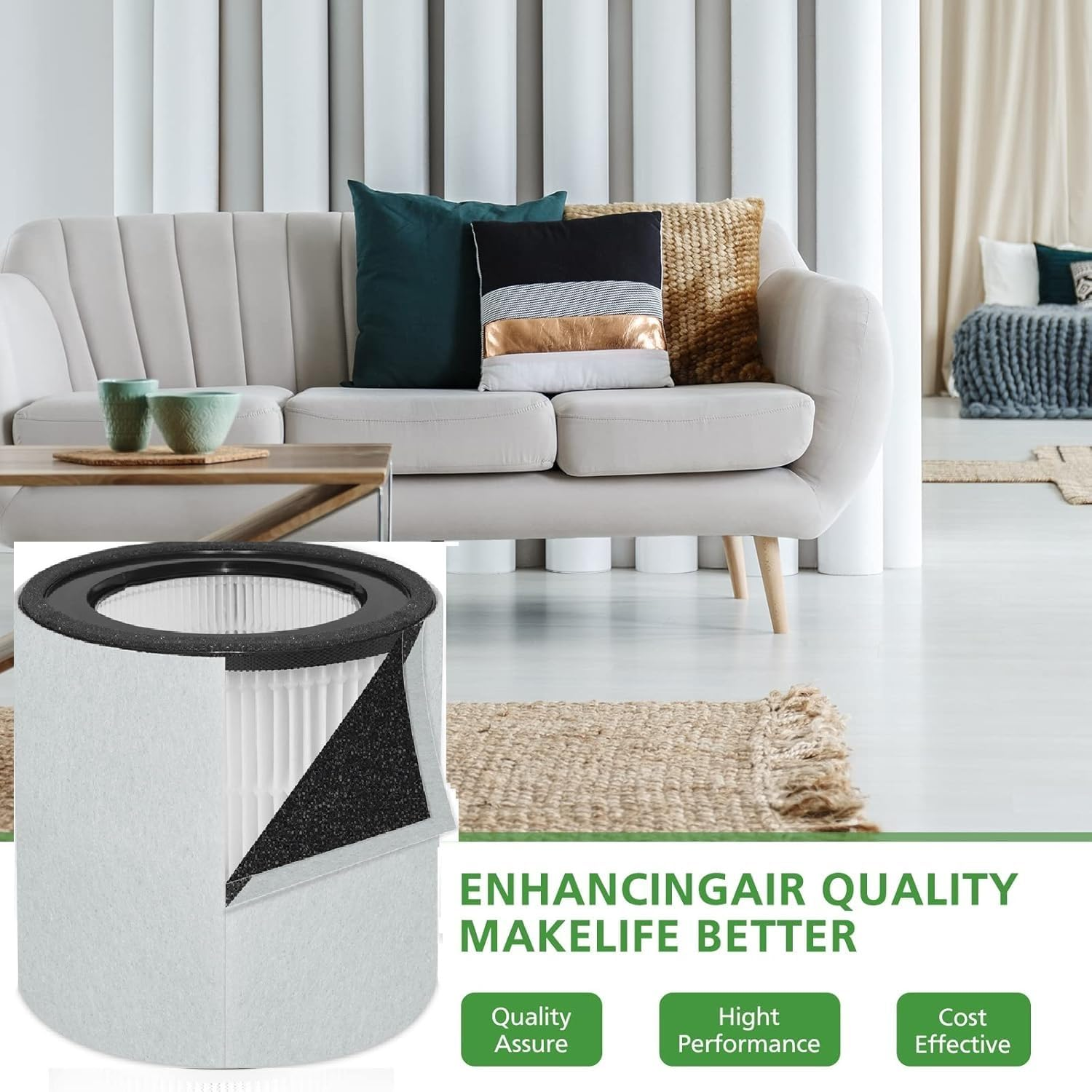 NIVMOWN Replacement Filter Compatible with Trusens Z-3000 Air Purifier, 3-In-1 Filtration High-Efficiency Activated Carbon Pre-Filter, with 1 HEPA Filter + 4 Carbon Filters + 4 Pre-Filters image number 1