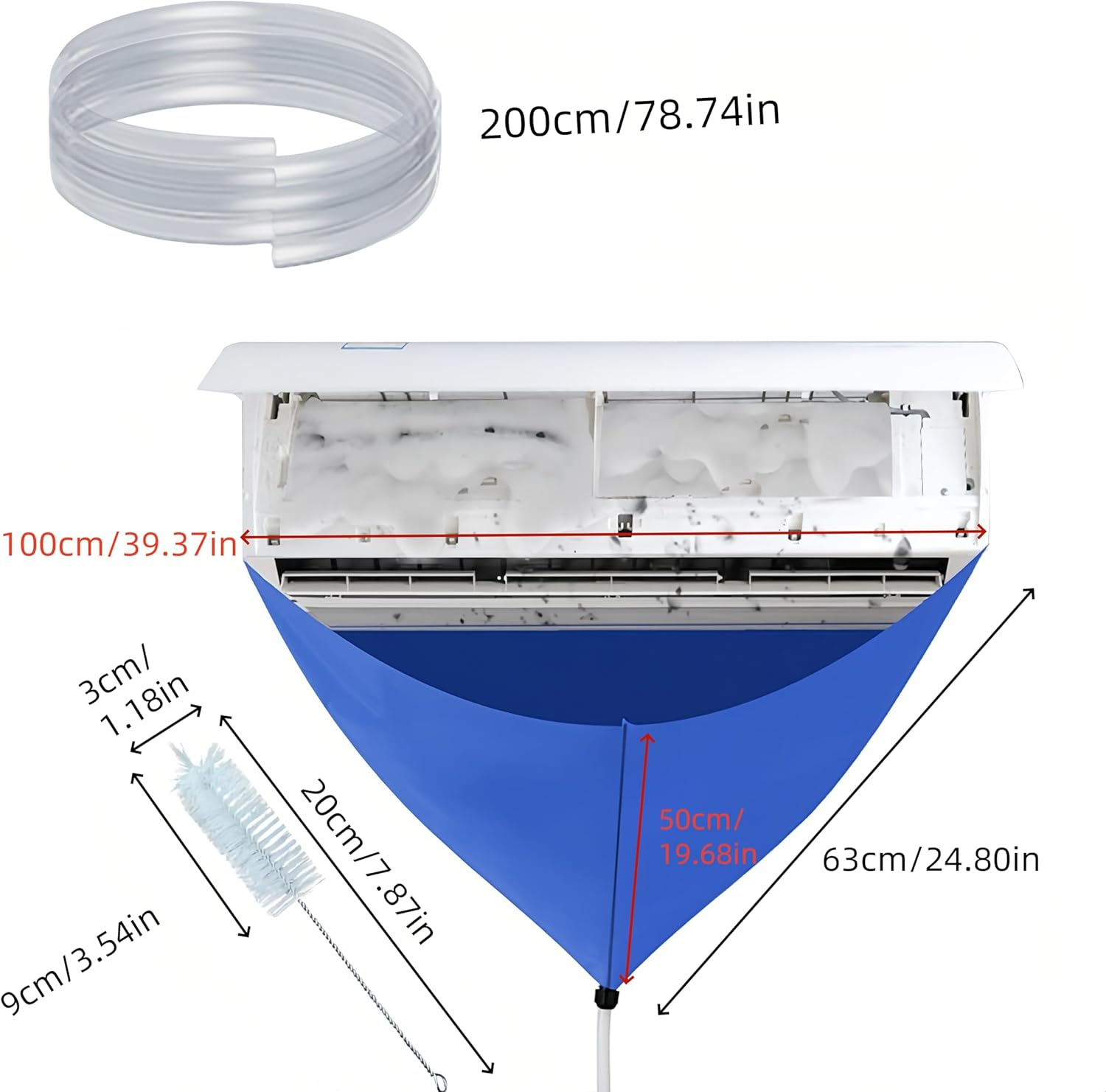 Air Conditioner Cleaning Bag Air Conditioner Cleaning Kit Air Conditioner Cover Kit Split Air Conditioner with Hose Brushes image number 2