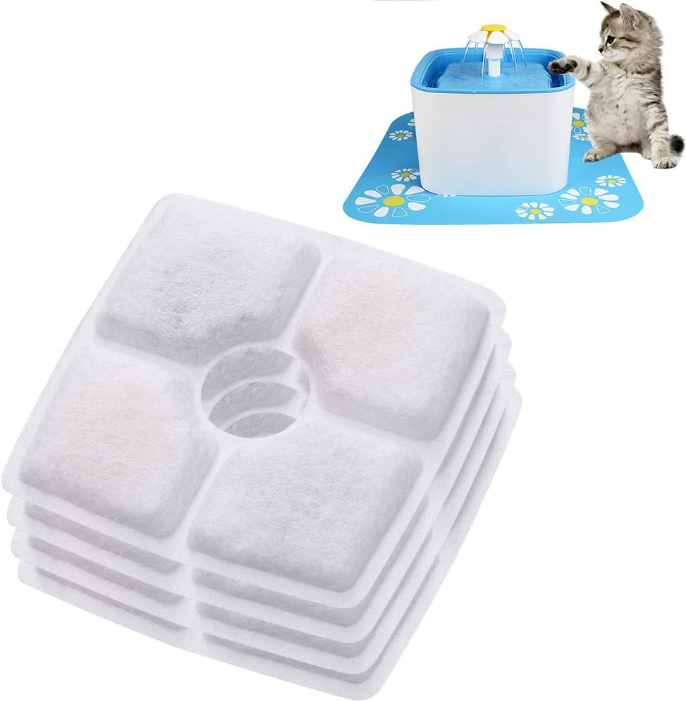 ELEOPTION Cat Water Fountain Filters, Activated Carbon Filters Replacement for Dogs Cats Pets Fountains Water Dispenser, Pack of 4 image number 1