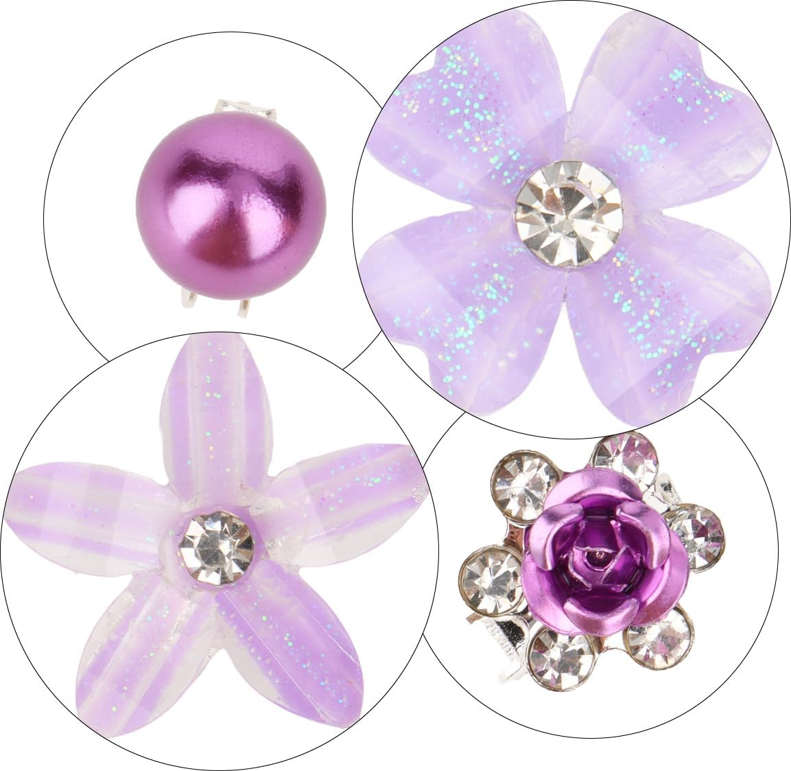 Bumlofa Set of 20 Small Hair Clips in Purple Tones, Elegant Hair Clip Flower with Crystals for a Charming Hairstyle image number 6
