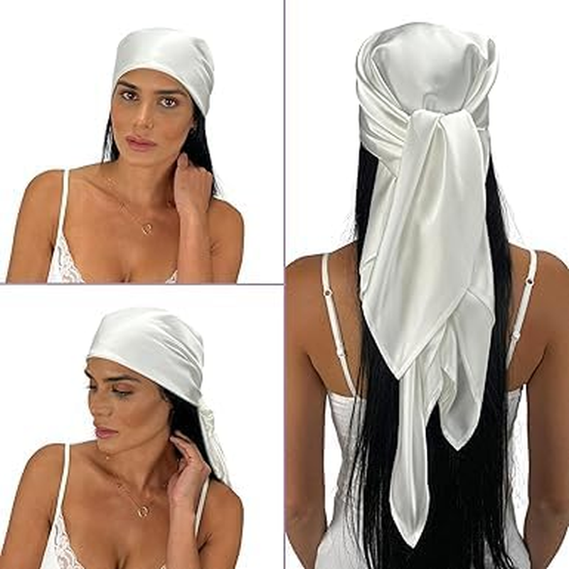 Silk Hair Head Scarf Satin Women'S Pure Color Headscarf Imitating Silk Monochrome Square Scarf Provides Chemotherapy Comfort and Supports Hair Regrowth