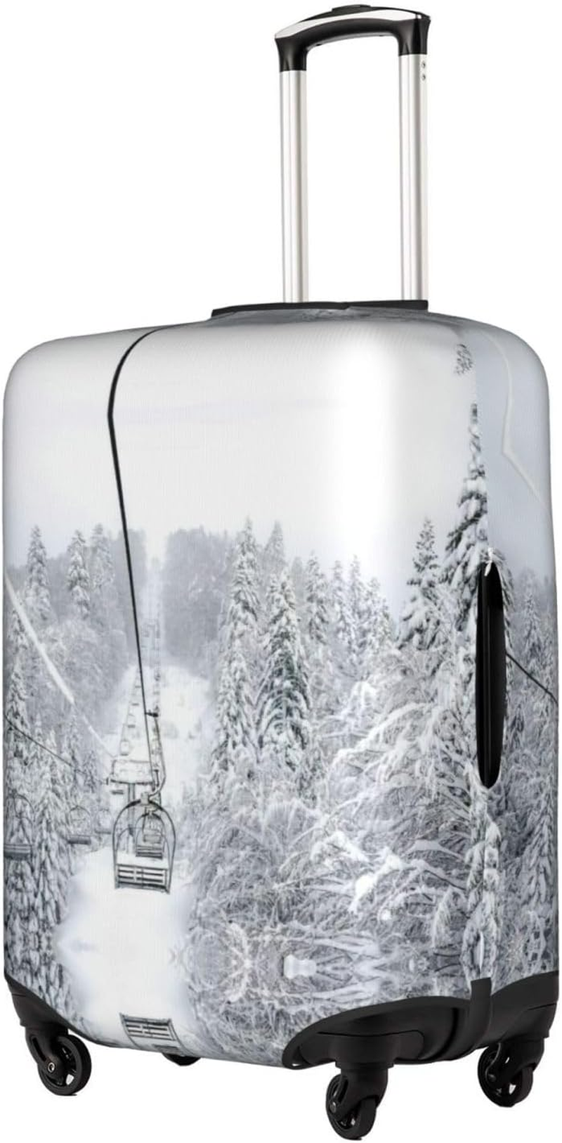 Odddot Winter Old Cable Ski Lift Print Travel Luggage Cover,Suitcase Protector Cover, Washable Baggage Covers,For 18-32 Inch Luggage, Winter Old Cable Ski Lift, Large image number 2
