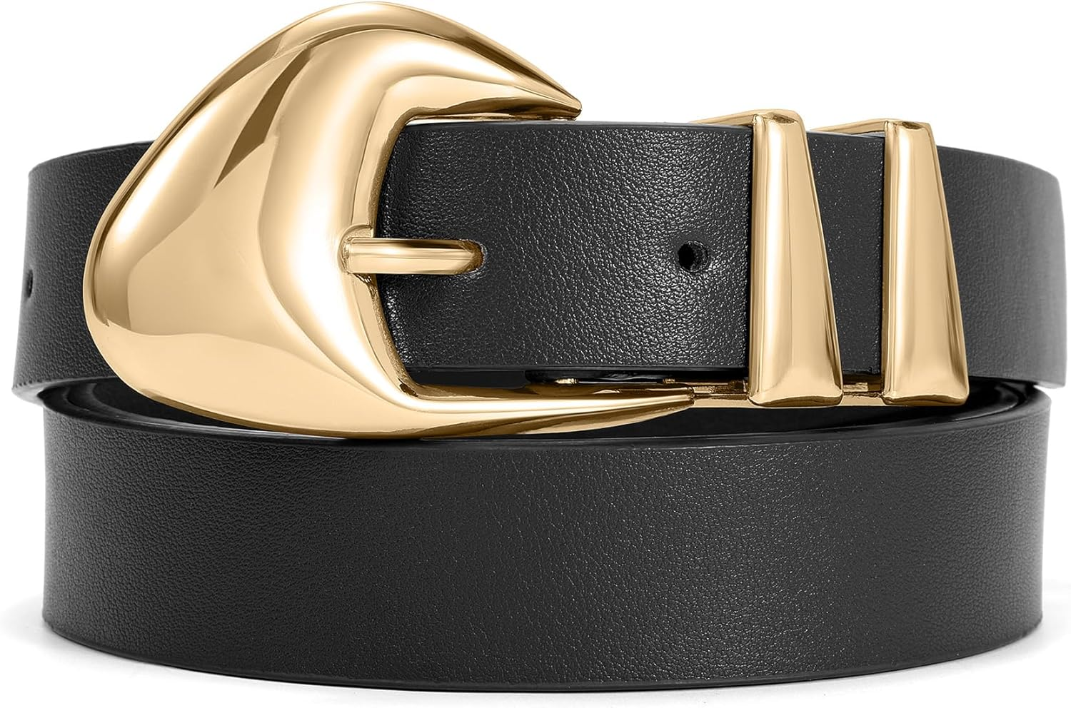 XZQTIVE Women'S Leather Belts for Jeans Dress Pants Black Brown Belts for Women Ladies Waist Belts with Gold Buckle image number 3