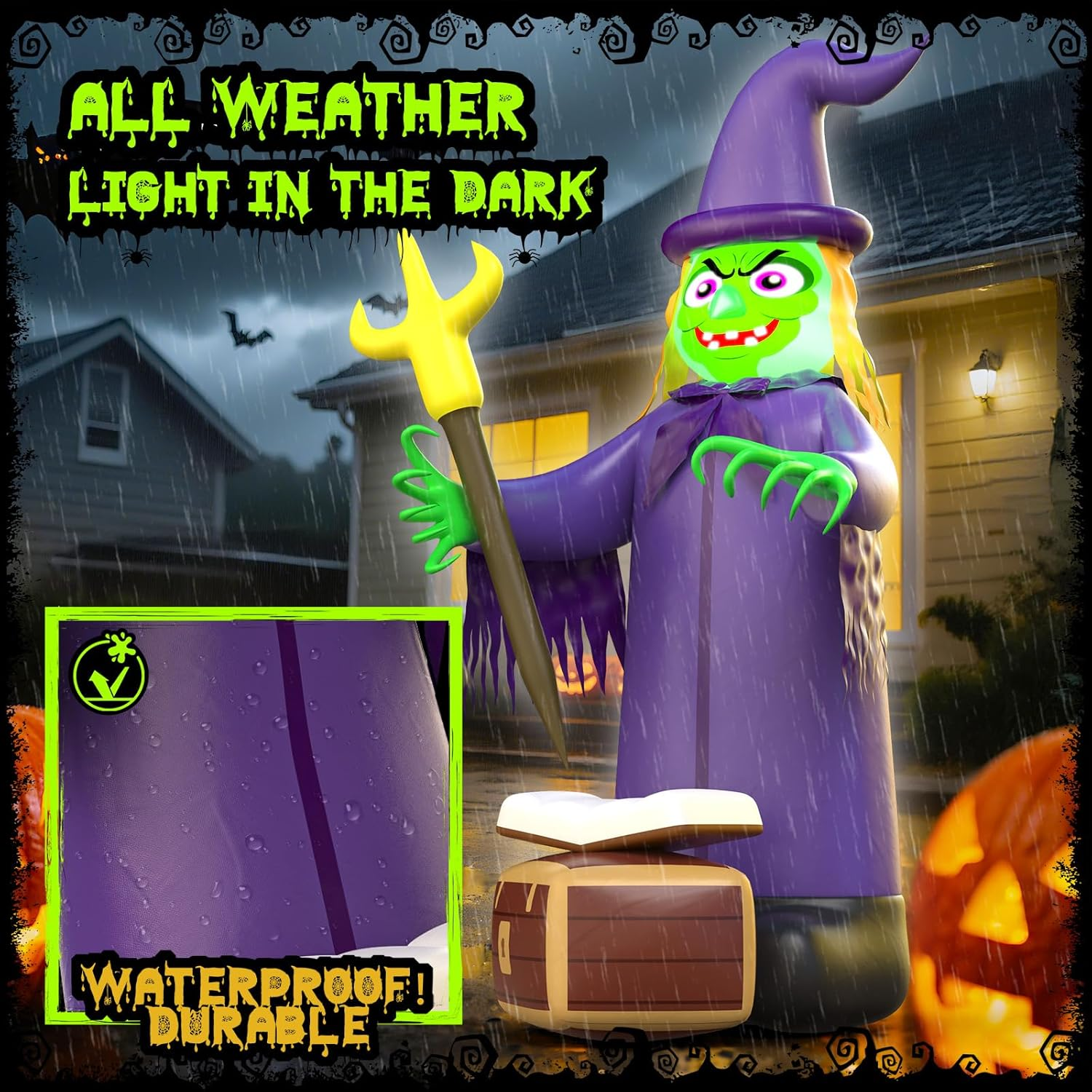 Skirfy 7FT Halloween Inflatables Outdoor Decoration Witch Bubbling Potion and Built-In Lights image number 1