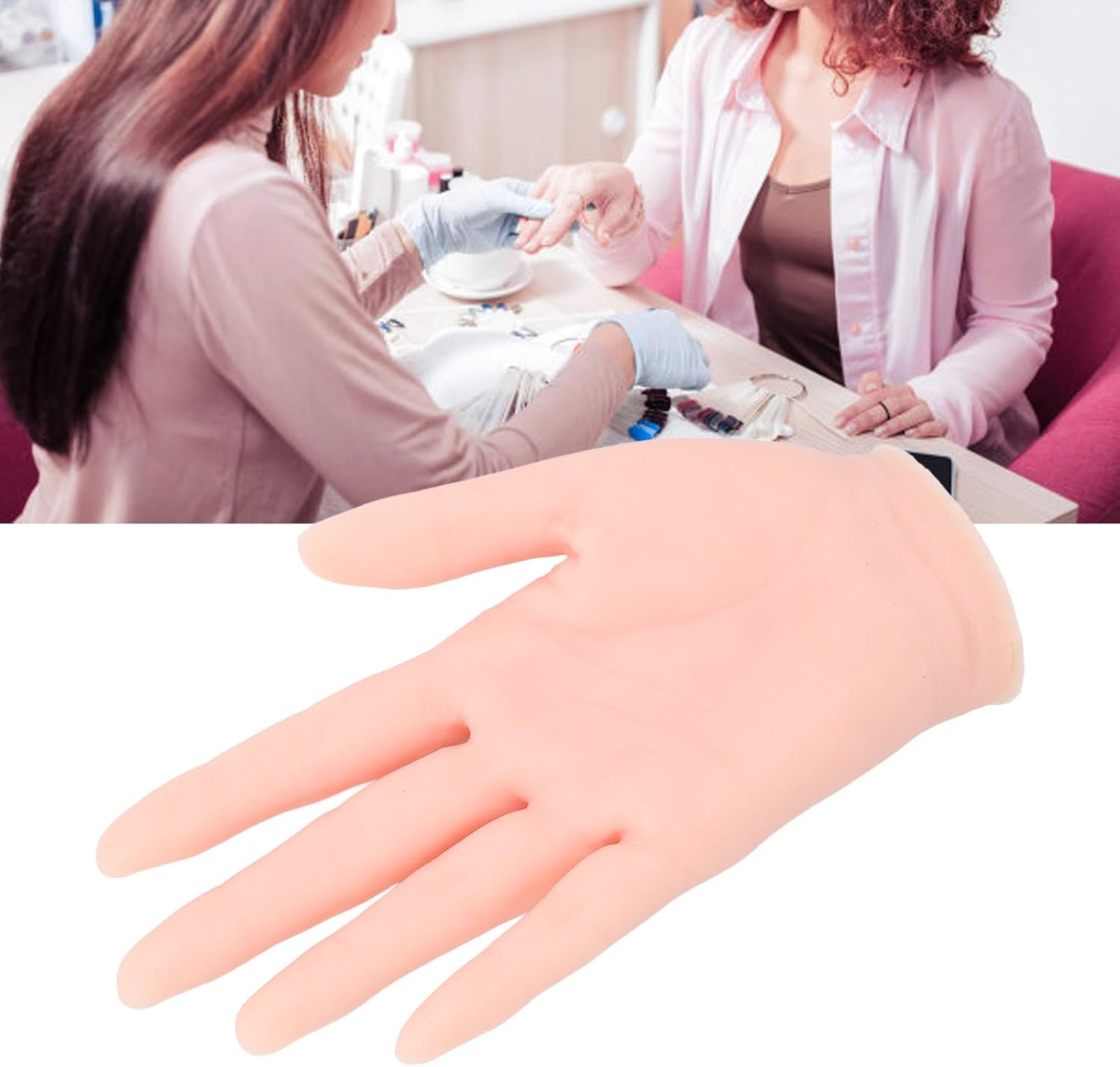 Silicone Nail Practice Hand, Flexible Bendable Fake Hand Mannequin for Nails Training Display. Good for Nail Art, Tattoos, Acupuncture Practice in Home Salon image number 6