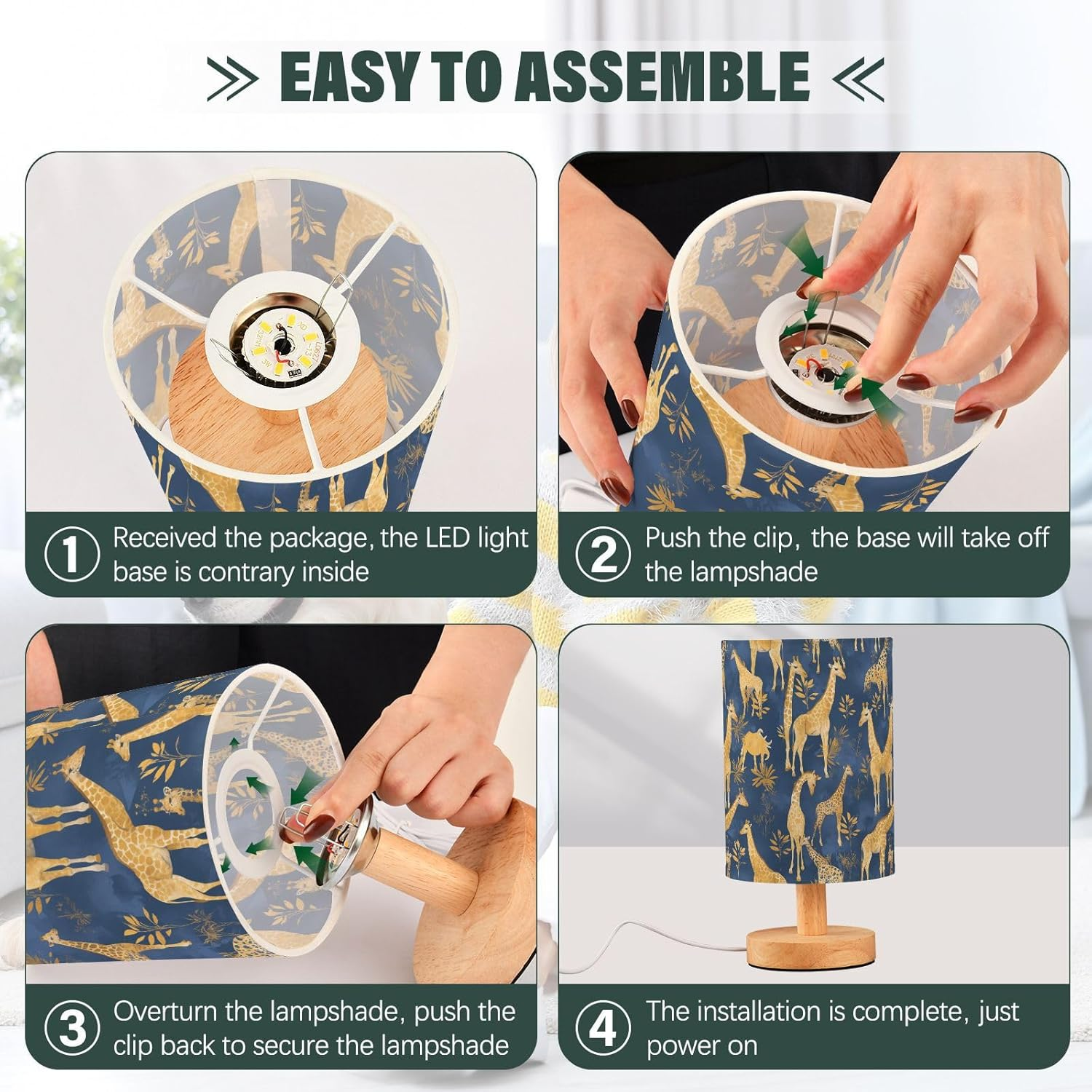 Amooorous Led Table Lamp Room Table Lamps with USB Charging Port Cartoon Cute Golden Giraffe Night Lights for Boys Patio image number 1