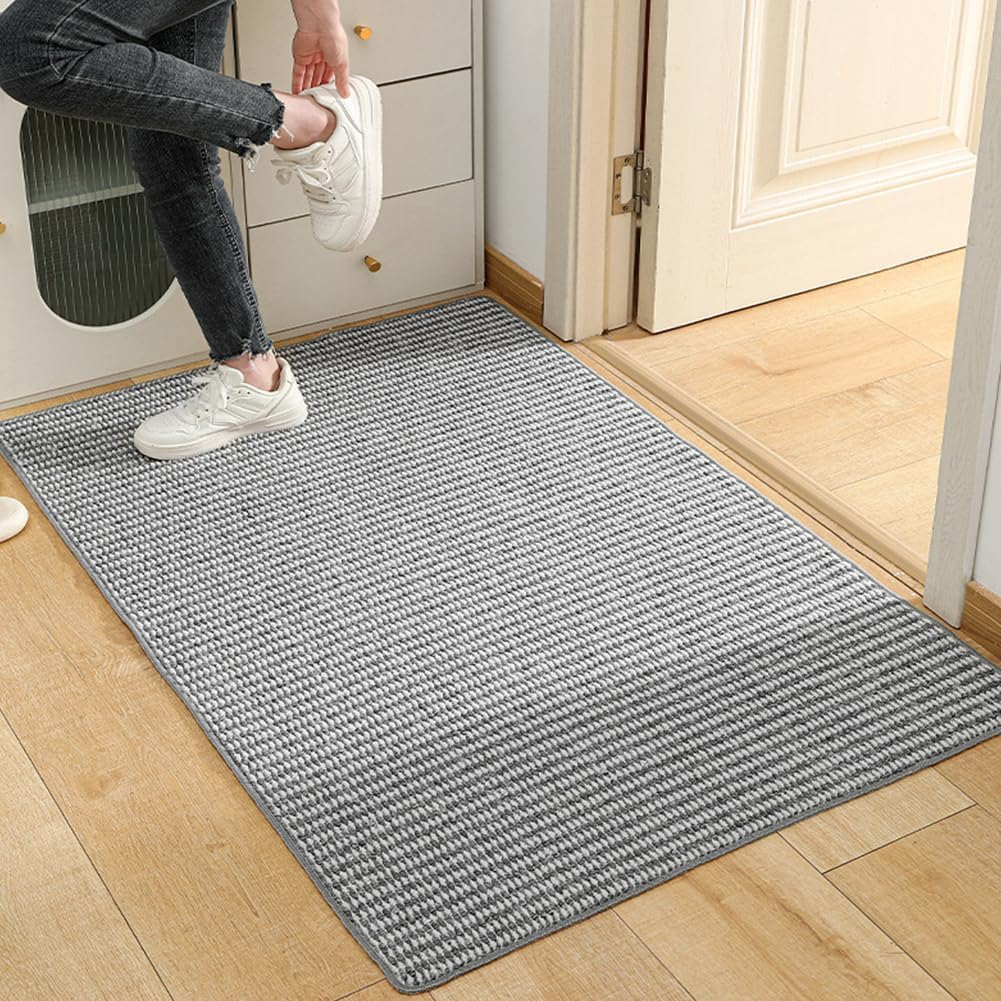 PCSWEET HOME Indoor Door Mat 60 X 90Cm Non-Slip Entryway Rugs Washable Entrance Doormat for Front Porch Bathroom Kitchen Bedroom Absorbent Dirt Resistant Low Profile Floor Mats, White/Grey image number 3