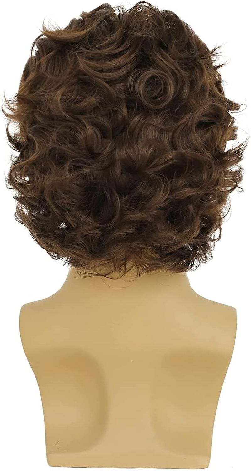 Short Brown Wig for Men, Synthetic Halloween Costume Men'S Wigs