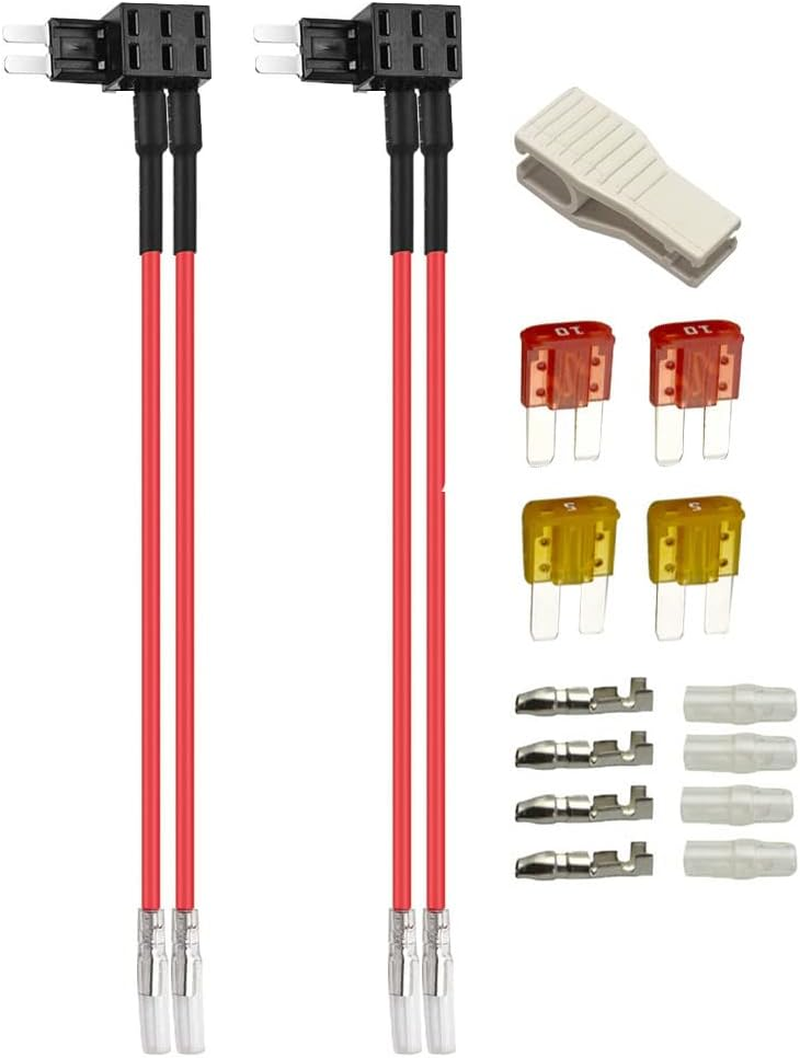 Gebildet 2Pcs 12V/24V Micro 2 Dual Port Fuse Tap Add-A-Circuit, Micro 2 Piggyback Blade Fuse Holder with Double Wiring Harness, 4Pcs Micro 2 (5A/10A) Fuse and Fuse Puller image number 4