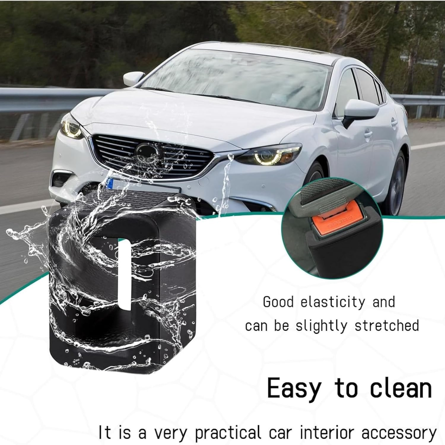 2PCS Seat Belt Buckle Holder, Silicone Auto Rear Seatbelt Buckle Booster to Makes Receptacle Stand Upright for Easy Access, Universal Vehicle Seatbelt Buckle for Kids （Black） image number 6