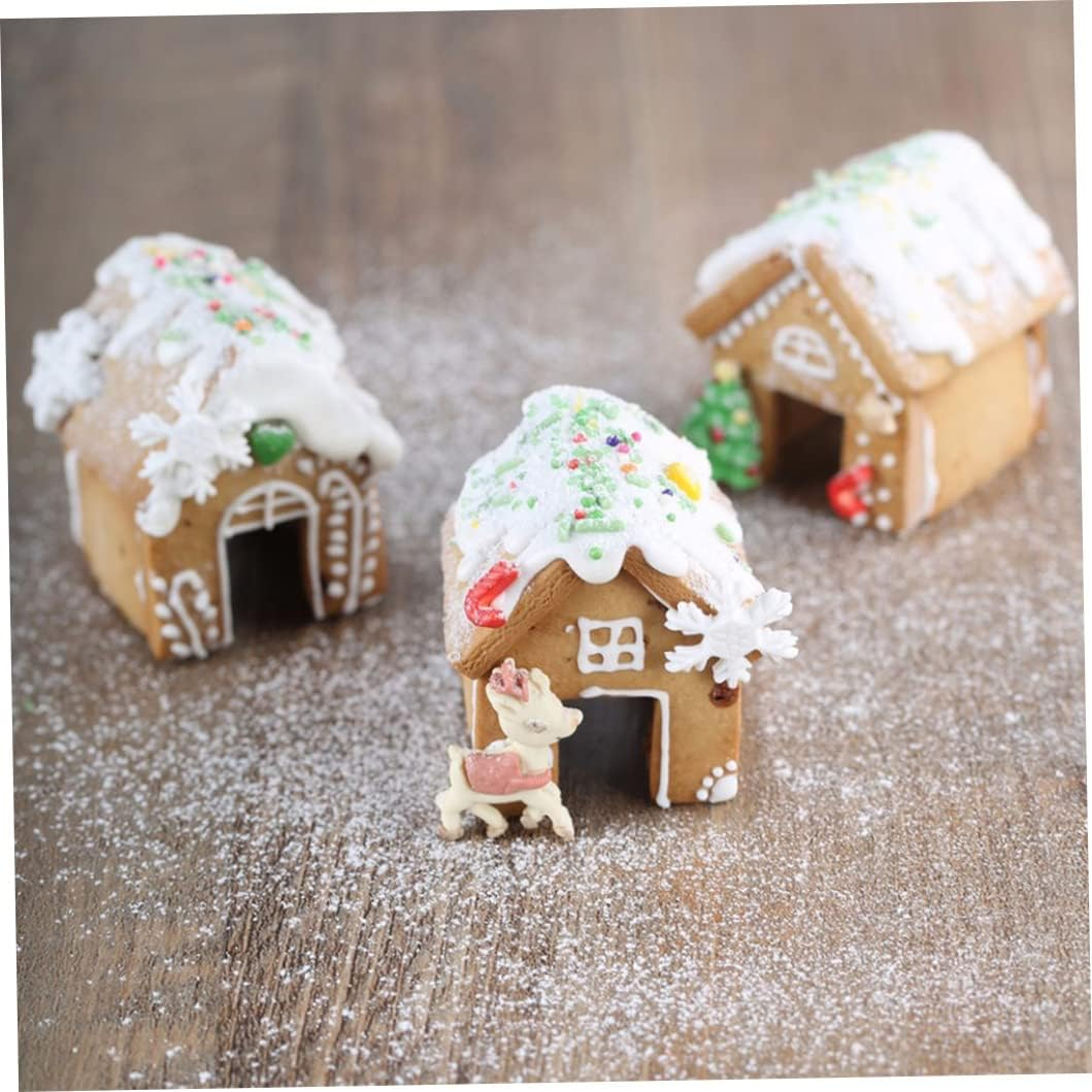 Gingerbread House Cookie Cutter 3Pcs Stainless Steel Metal Baking Moulds Small Gingerbread House Kit Xmas House Baking Mould Home Kitchen Tools image number 6