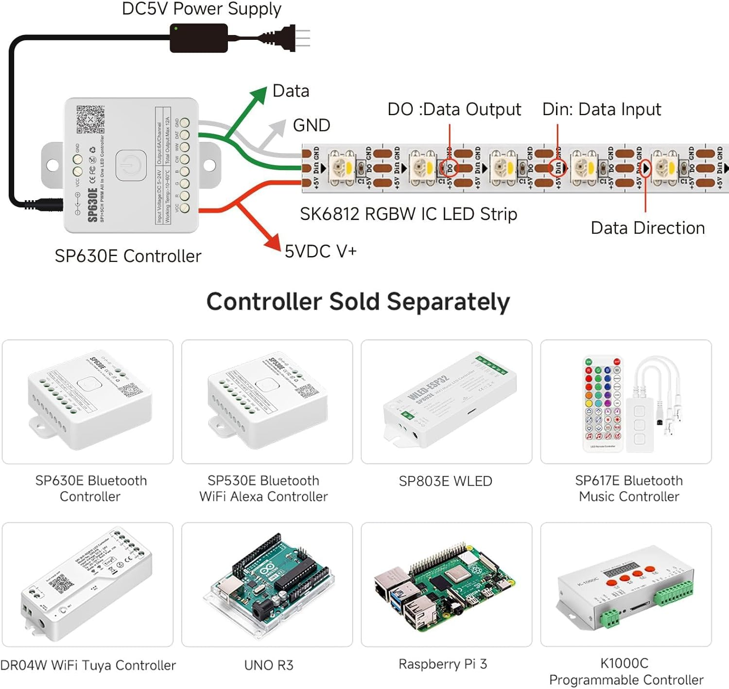 Btf-Lighting RGBW RGBNW Natural White SK6812 (Similar WS2812B) 16.4Ft 5M 60Leds/Pixels/M Individually Addressable Flexible 4 Color in 1 LED Dream Color LED Strip Non-Waterproof DC5V image number 4