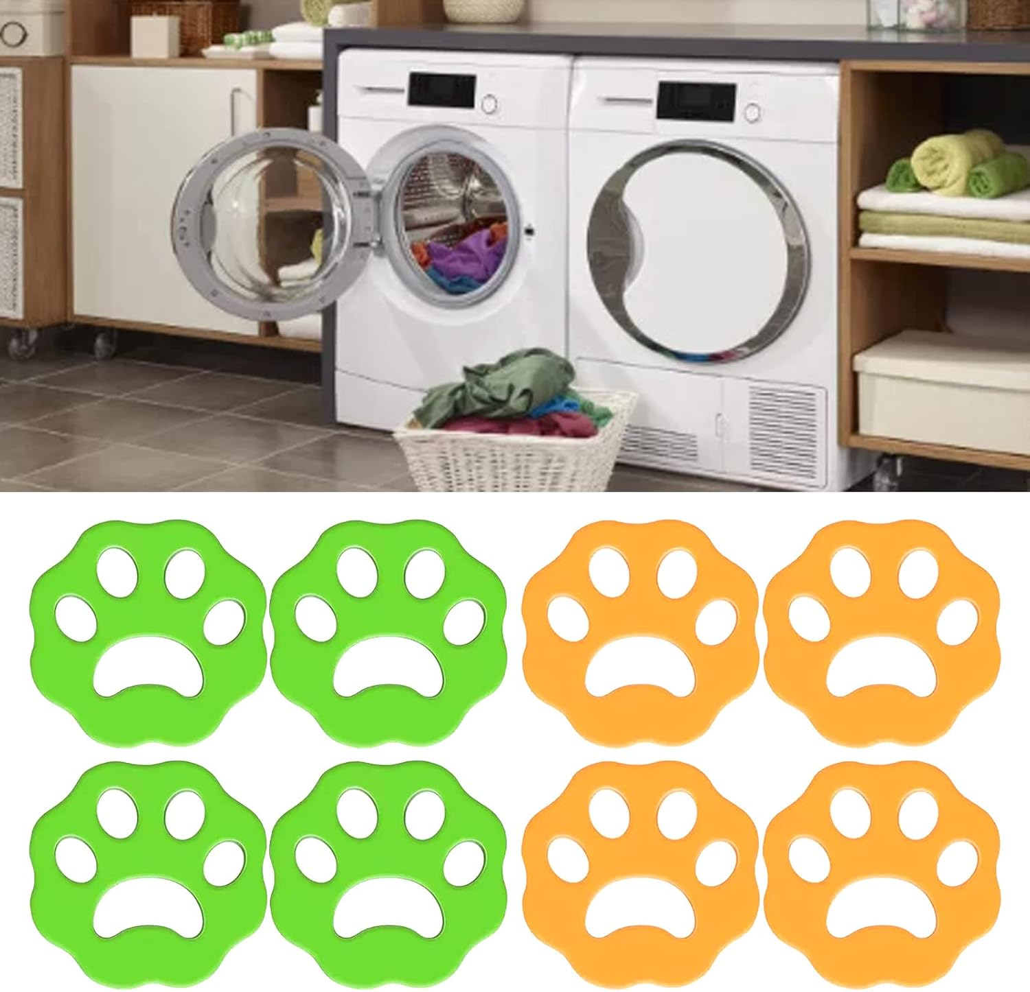 8PCS Washing Machine Lint Catcher, Silica Gel Material, for Removing Pet Hair, Remove Hair from Clothing, Adsorb Hair, Dust, Paper image number 6