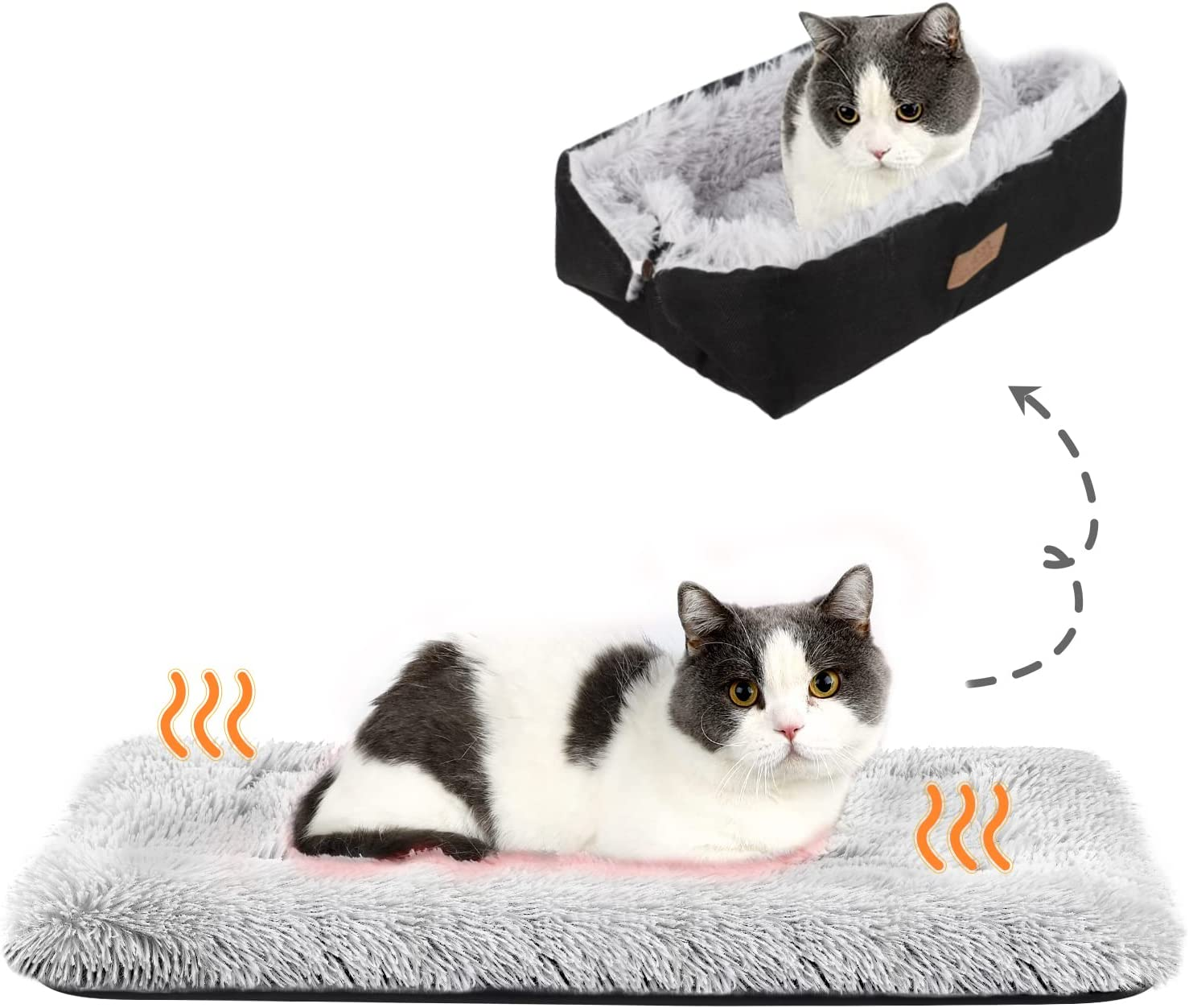 HDLKRR Cat Bed Small Dog Bed, Self Warming Cat Beds Self Heating Cat Dog Mat, Extra Warm Thermal Pet Pad for Indoor Outdoor Pets, Calming Dog Crate Bed Pet Cushion, 23.6X19.7Inch