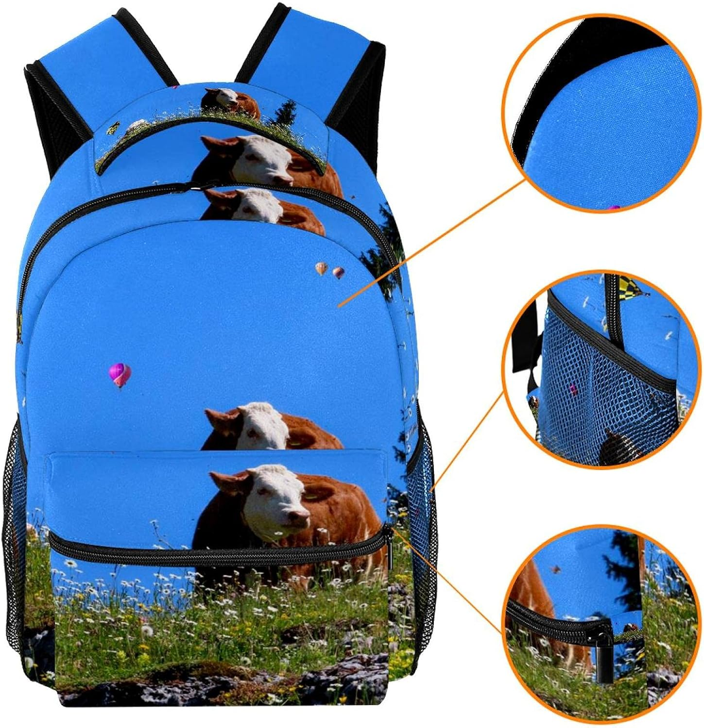 Nature Landscape Mountains Cow Alm Backpack Students Shoulder Bags Travel Bag College School Tote Backpacks image number 4