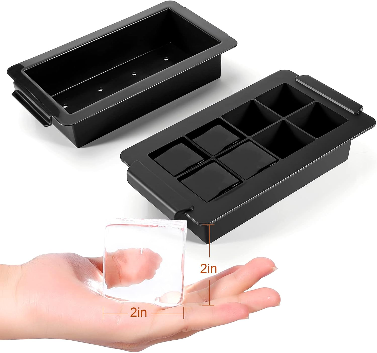 Timok Clear Ice Cube Maker - 2 Inch Clear Ice Cube Tray Make 8 Large Square Ice Cube Molds for Cocktail, Whiskey & Bourbon Drinks, Gifts for Men image number 3