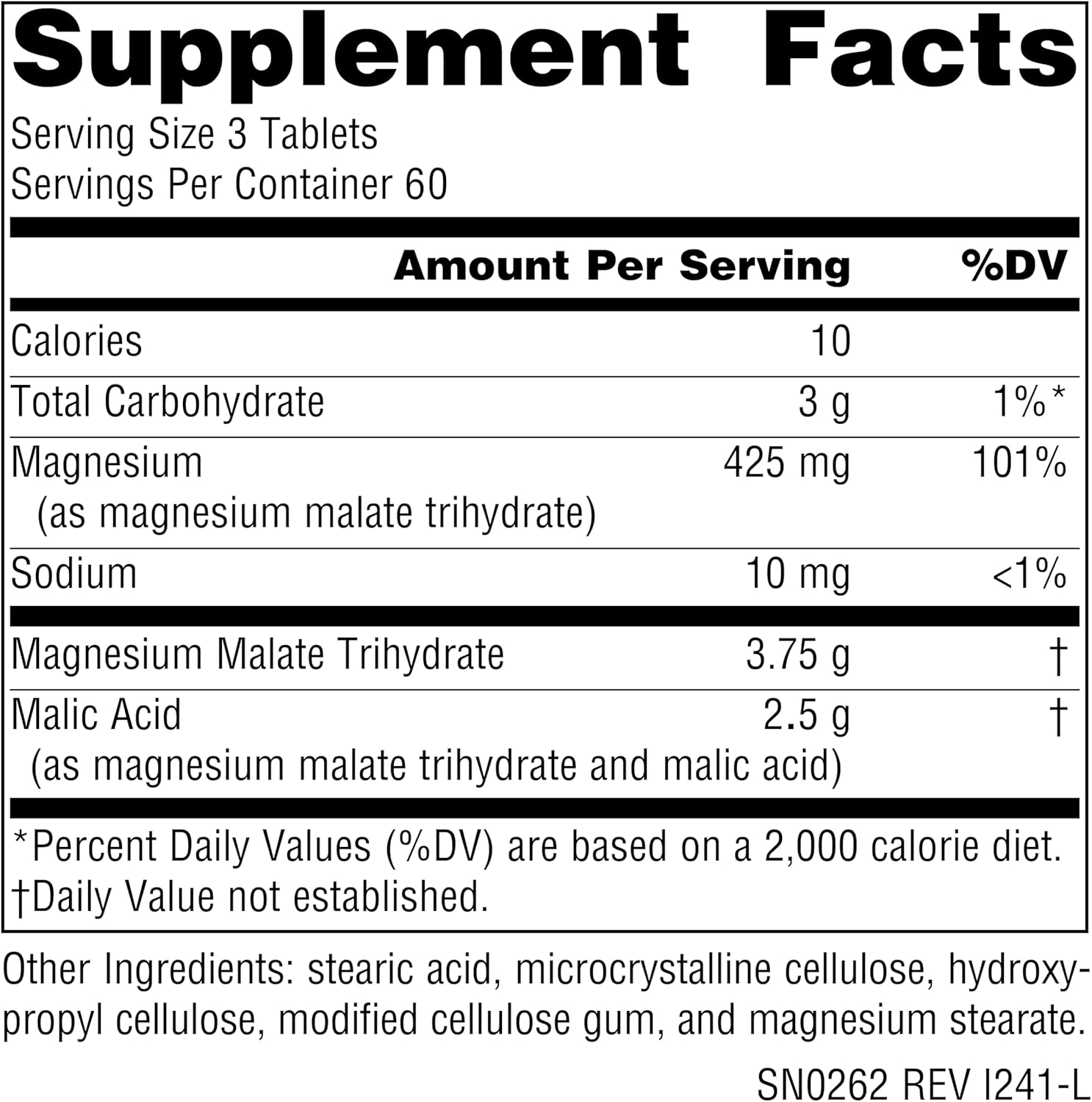 Source Naturals Magnesium Malate 1250 Mg per Serving Essential Magnesium Malic Acid Supplement - 180 Tablets image number 3