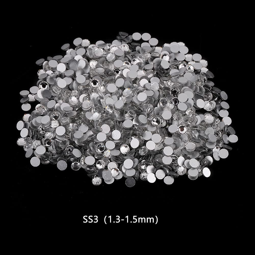1440Pcs White Color Crystal, Glass Nail Art Rhinestones, Precise Cutting Technology Make the Smooth and Bright (Ss3(1.3-1.5Mm))