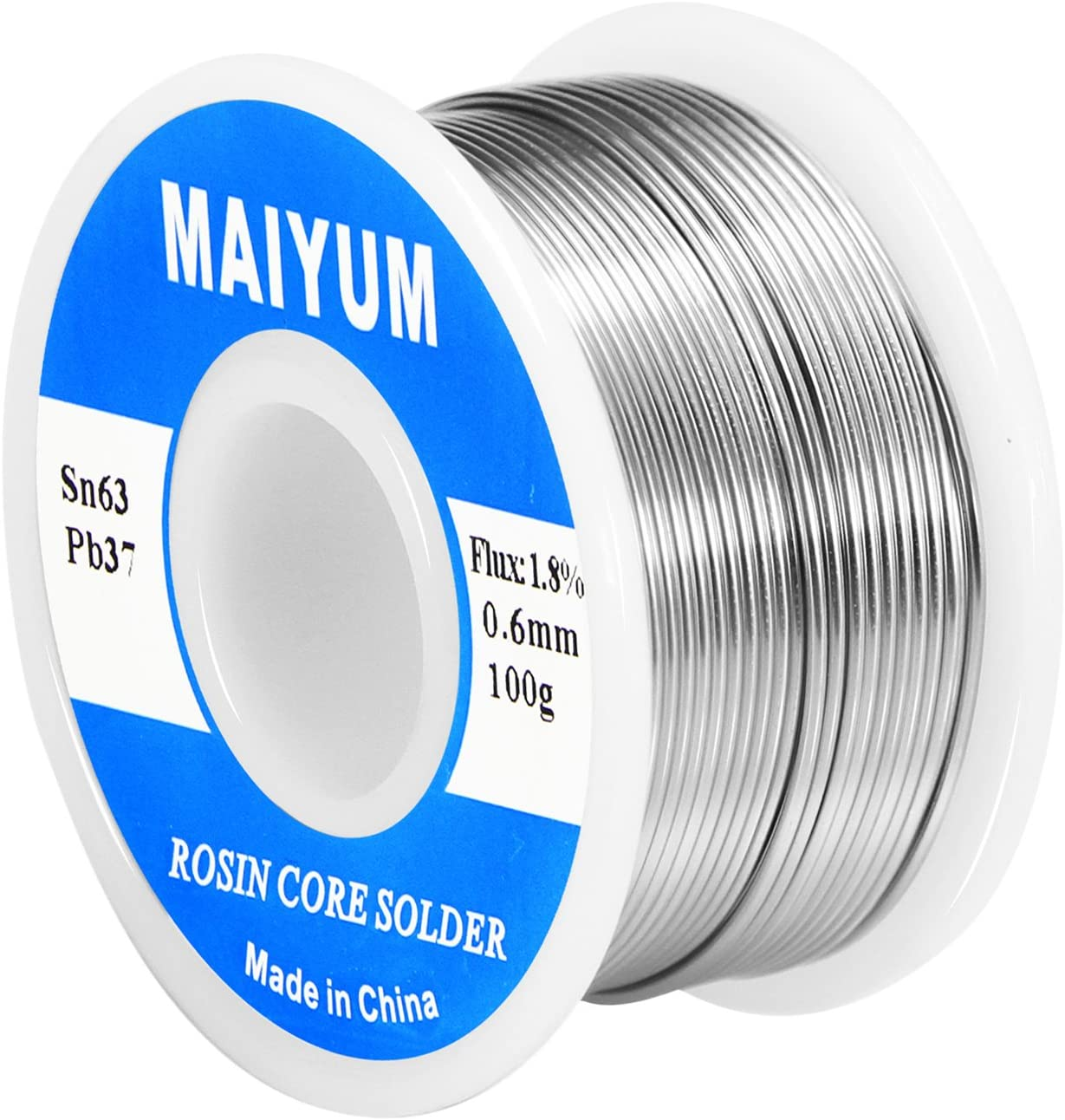 MAIYUM 63-37 Tin Lead Rosin Core Solder Wire for Electrical Soldering (0.6Mm 100G)