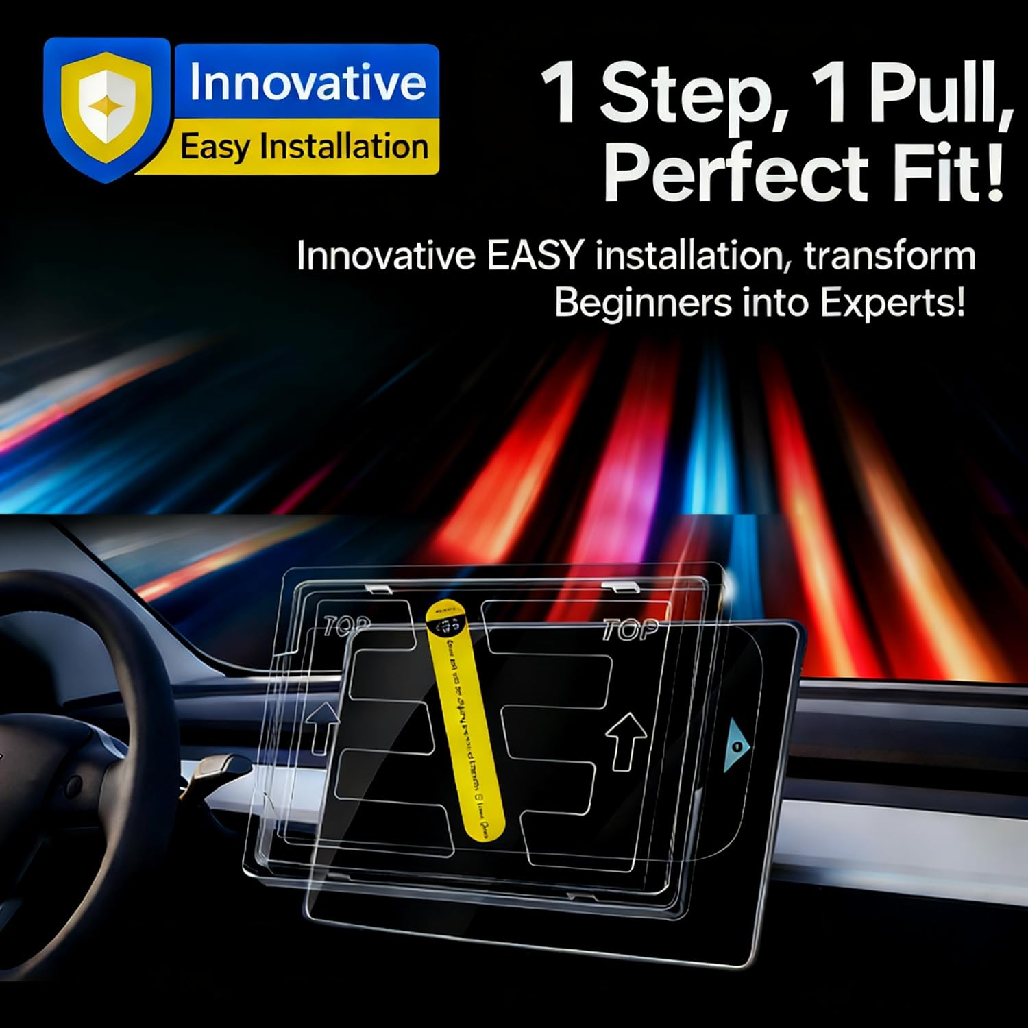 Tesla New Model Y Juniper (2025&ndash;2026) & Model 3 Highland (2024&ndash;2026) Screen Protector [No Glare & Fingerprint], 9H Tempered Glass, with Alignment Kit Accessories, Matte image number 2