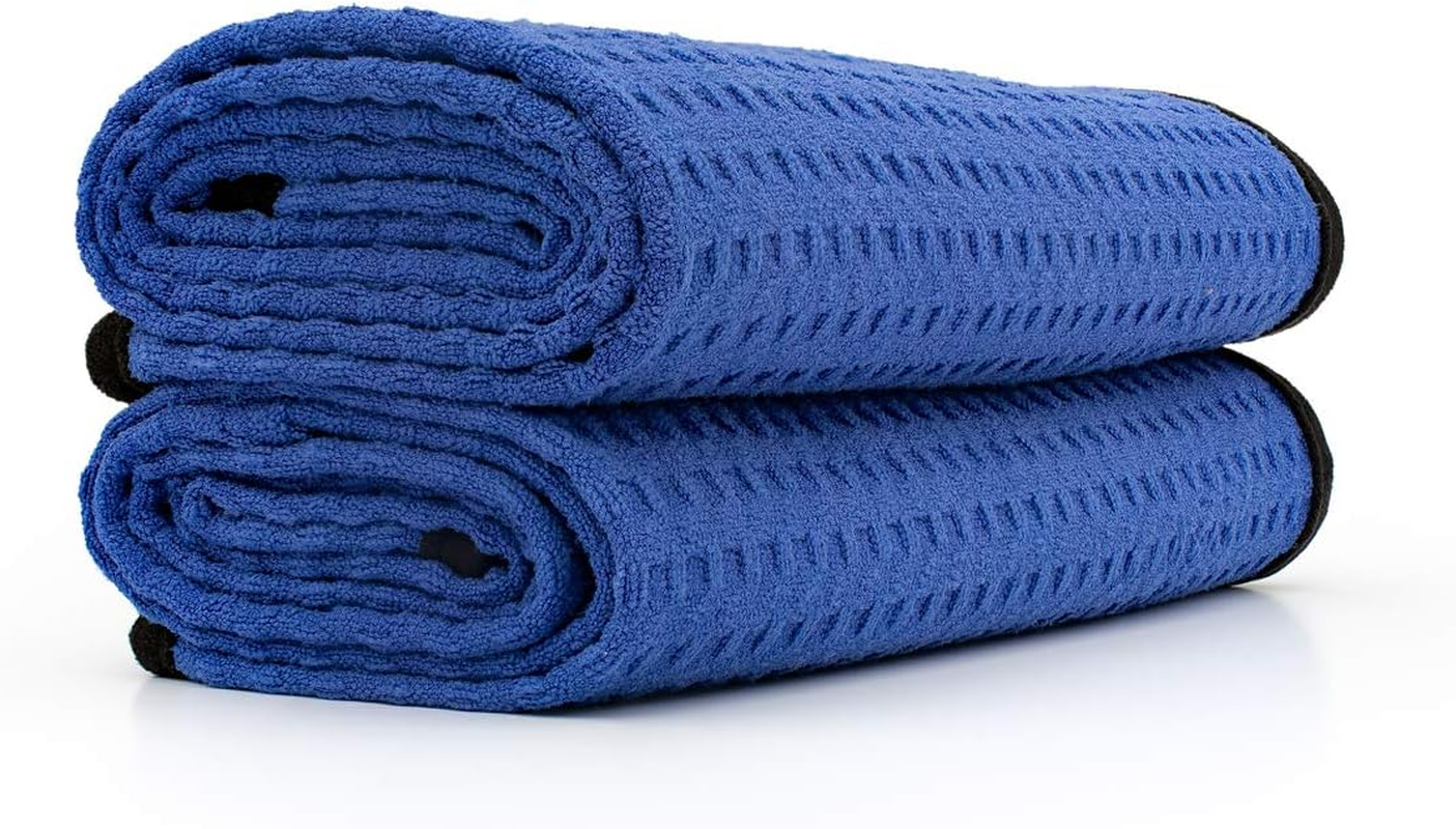 The RAG Company Dry Me a River Professional Korean 70/30 Microfiber Waffle-Weave Drying & Detailing Towels 20X40 Navy Blue