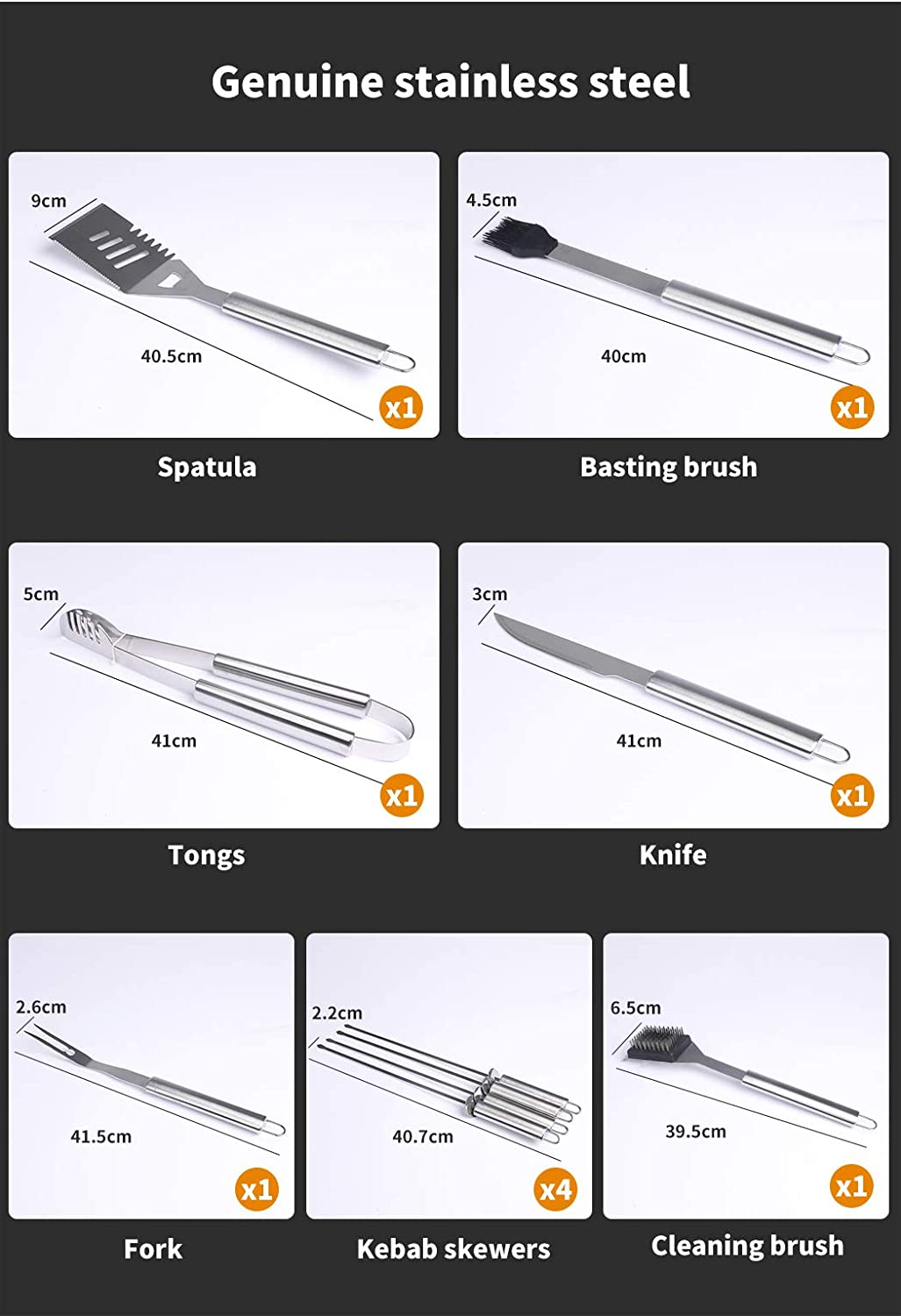 10PCS BBQ Tool Set Grill Kit Accessories Stainless Steel Camping Charcoal Barbecue Tools Brush Aluminium Carry Case Outdoor Barbeque Utensils image number 2