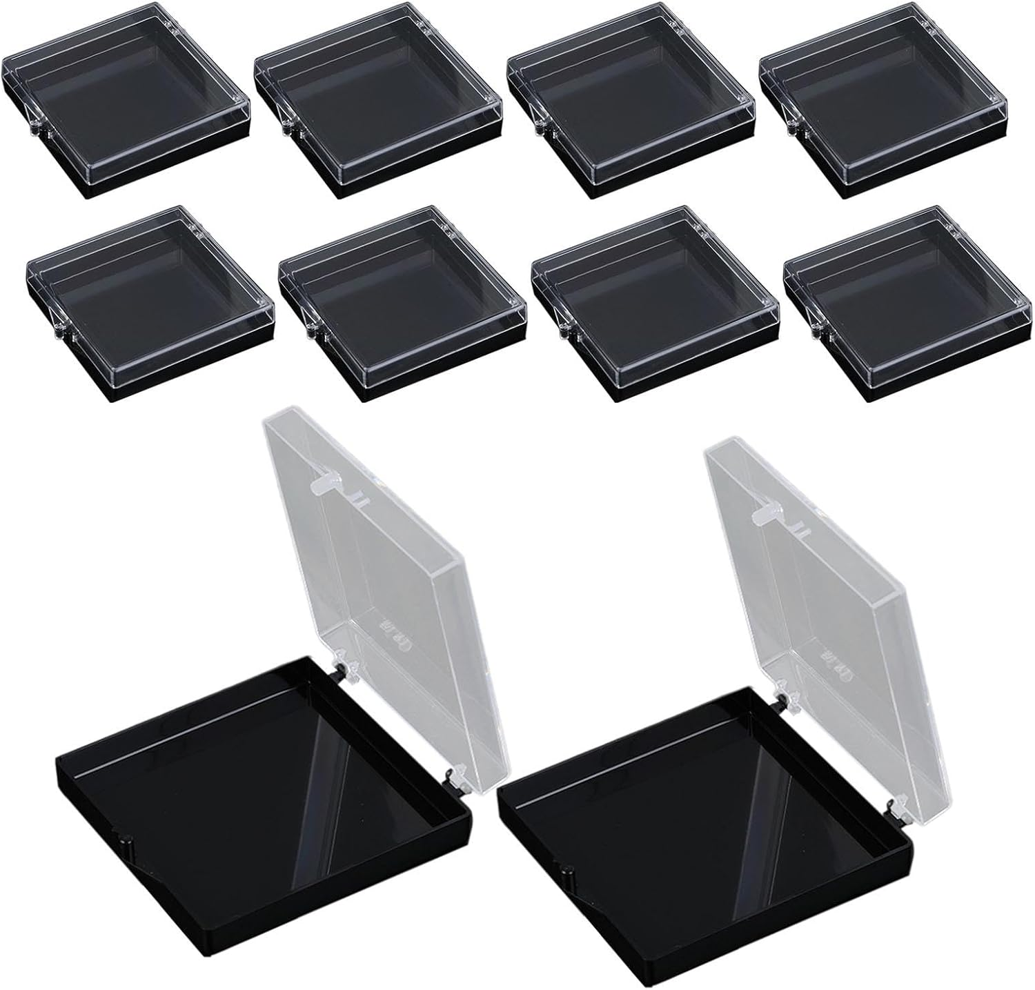 Kokiya 10 Pieces,Press on Nail Storage Box Artificial Nail Display Organizer,Mini,Small,Nail Storage Container for Artificial Nails, Black - Transparent image number 4