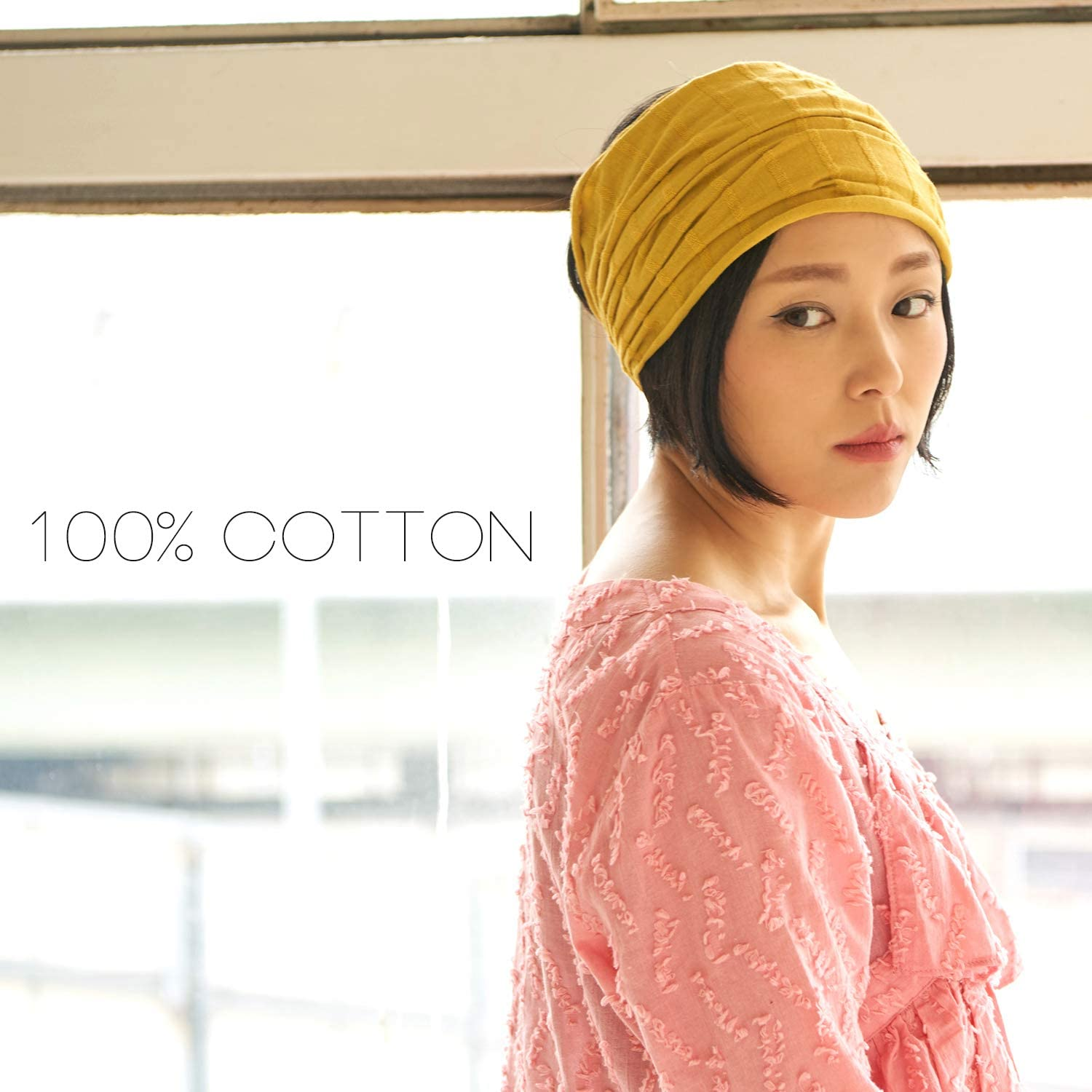 CHARM Wide Headband Bandana for Women - Mens Large Hair Turban Head Wraps Boho Band Black - Black image number 3