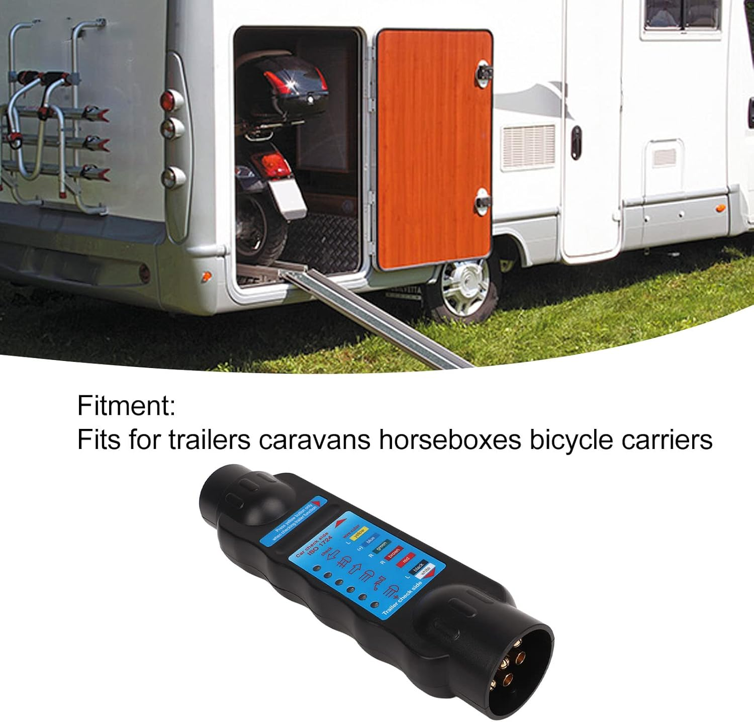 12V 7Pin Trailer Wiring Circuit Tester, ABS and Copper Trailer Wiring Tester, Black Plug Socket Diagnostic Tool for Trailers Horseboxes Carriers image number 4