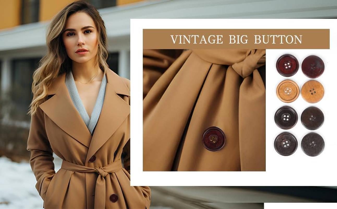 Chenkou Craft 30Pcs Big Size 40Mm 1 1/2" round Wood Buttons 4 Holes Craft Sewing Button (Mix) - Wine image number 5