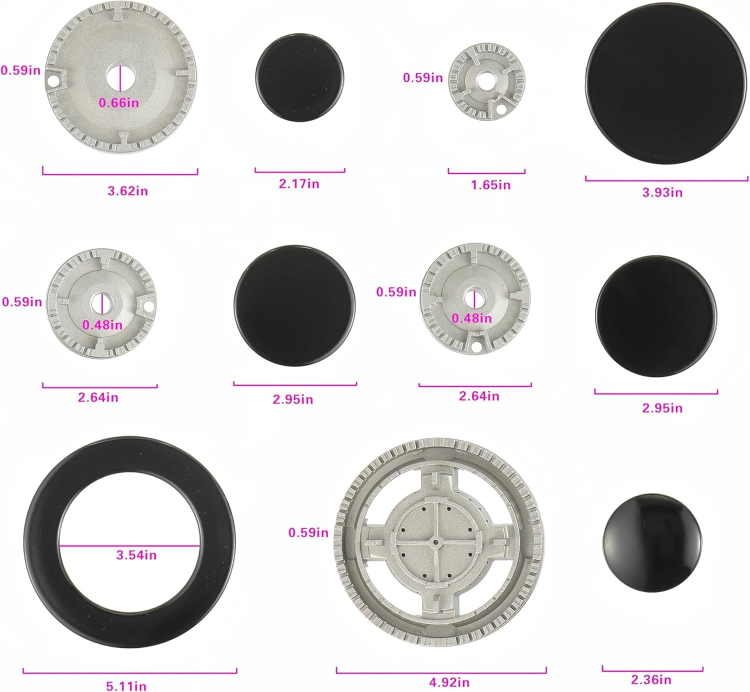 Cooker Hat Set Stove Lid Upgraded Gas Stove Burner Covers 5 Pack, Oven Gas Hob Burner Crown Flame Cap Replacement, Fits Most Gas Stove Burners, Protects Burner Heads image number 1