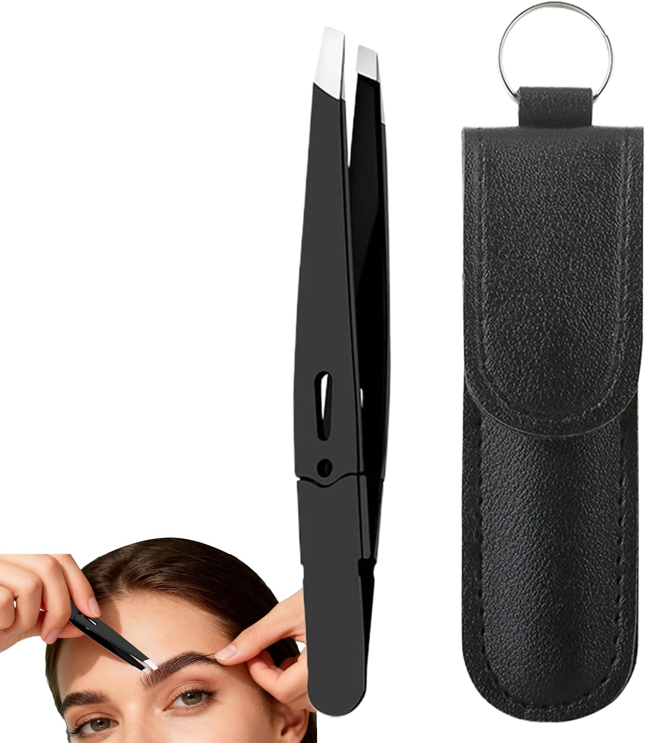 Tweezers for Men | Stainless Steel Facial Hair Grooming Tool | Slanted Brow Plucking Tool - for Chin Lash Face Grooming Plucking Purse Travel Women Men - Orange image number 4