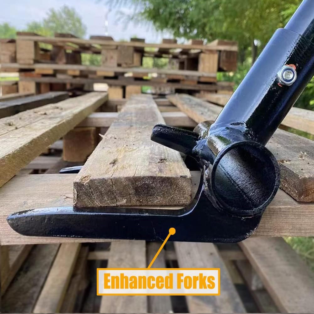 Jinhan Pallet Buster with Nail Puller- Wrecking Pry Bar for Breaking Pallets, Industrial Breaker Removing or Tearing down Woods(No HANDLE), Black image number 4