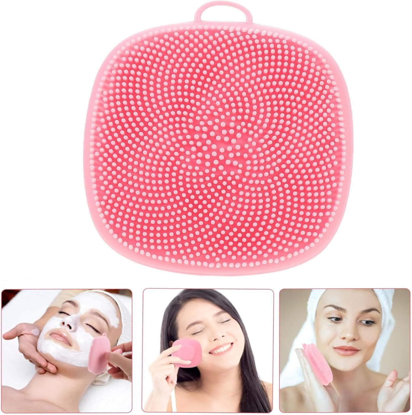 Pink Silicone Cleansing Brush Device for Face, Scalp, Lip Skin - Makeup Remover, Wrinkles Removal