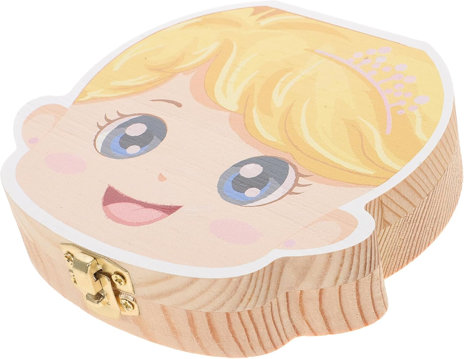 Deciduous Tooth Box Boys and Girls Keepsake Cartoon Design First Tooth Case Wooden Material Shower for Boy Girl image number 1