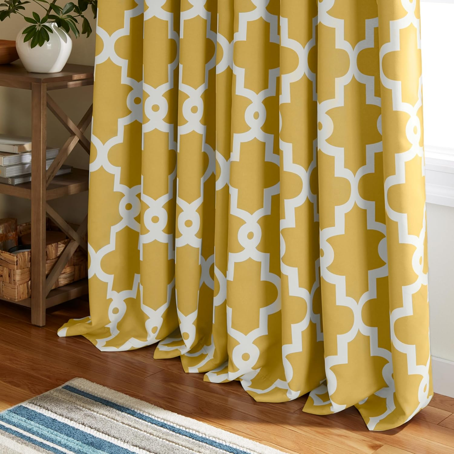 Exclusive Home Ironwork Sateen Woven Room Darkening Blackout Grommet Top Curtain Panel Pair, 52"X84", Sundress Yellow image number 3