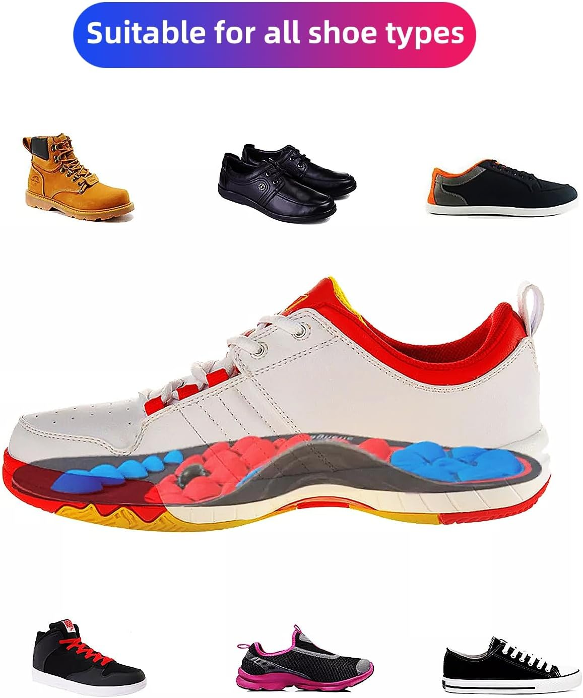 Acupressure Insoles for Weight Loss Comfortable EVA Magnetic Insoles for Men Women Sport Orthopedic Breathable Foot Massage Insoles for Pressure Relief (L(12-15)) image number 4