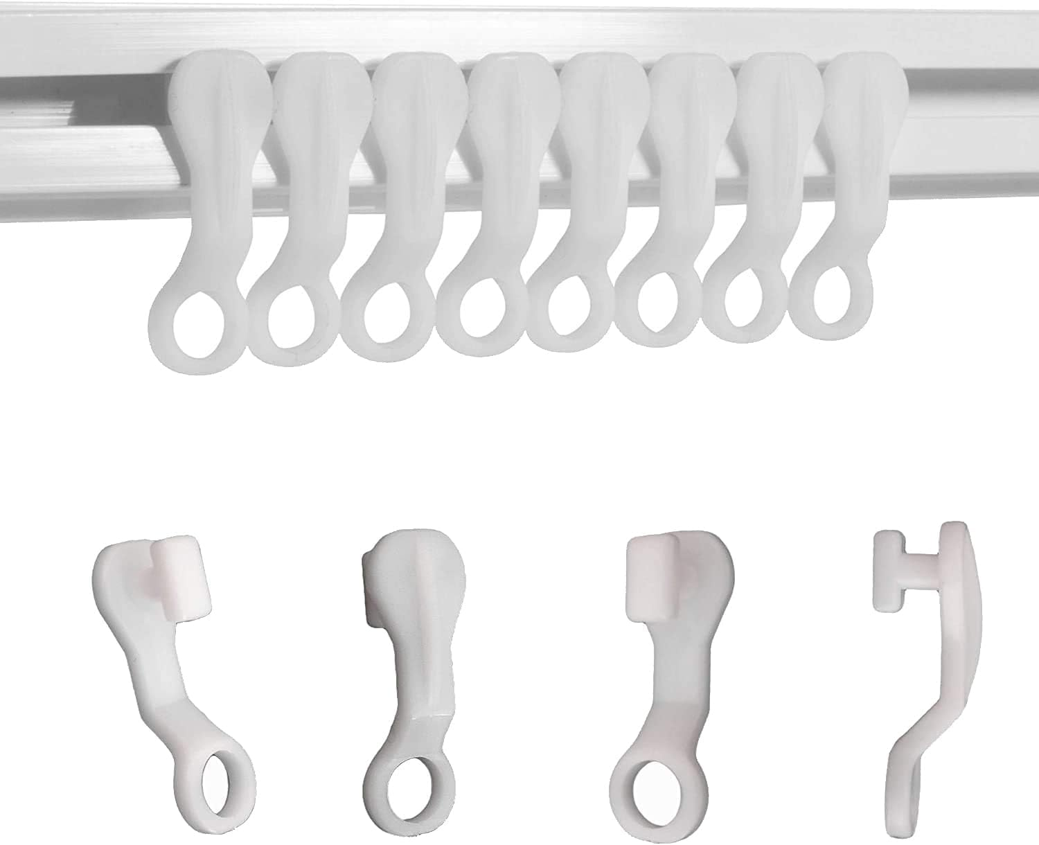 Plastic 50 Pieces White Glider Hooks for Ceiling Curtain Track Easy Fit Strong image number 1