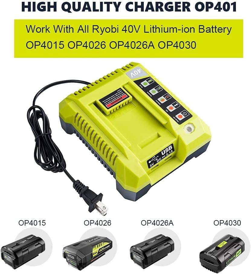 For Ryobi Battery Charger, 36V/40V, OP401 OP40301 OP40401 OP40501 OP40601 Only Charger