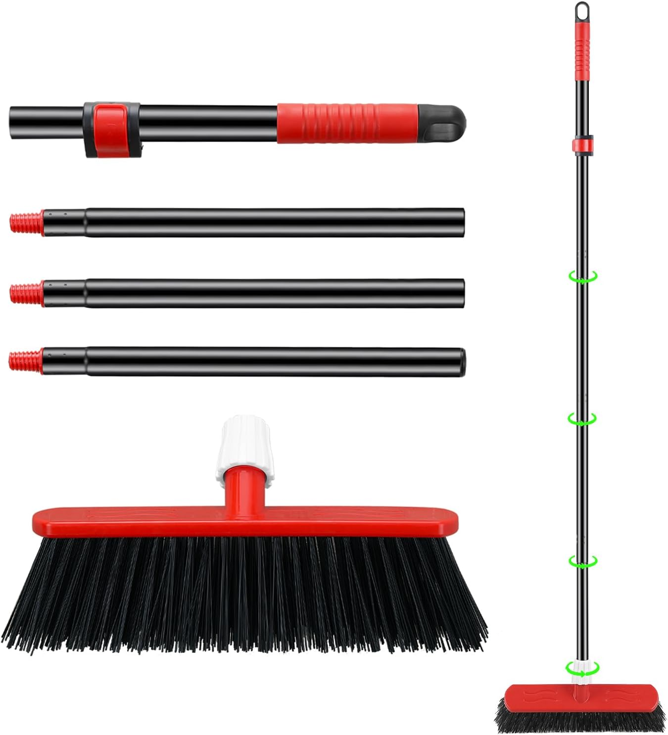 Outdoor Broom Heavy Duty, Stiff Garden Sweeping Brush, Hard Yard Brush with Long Handle for Cleaning Decking Patio(57In) image number 2