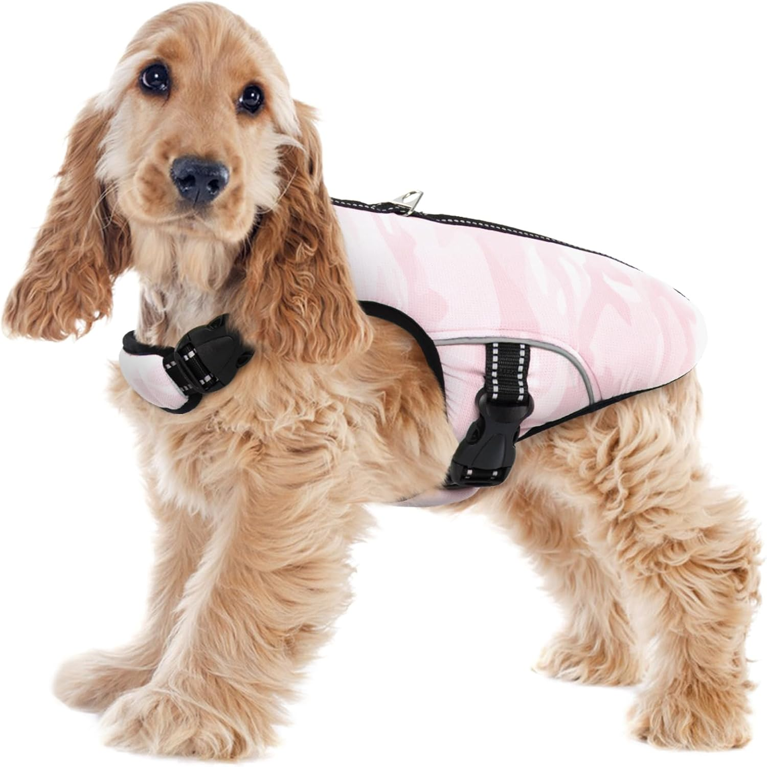 Dog Cooling Vest Hot Weather, Heat Dissipation Dog Clothes Breathable Mesh Dog Jacket Summer Cool Dog Coat Adjustable with Reflective Stripes for Large Medium Small Dogs(Pink, L) image number 4