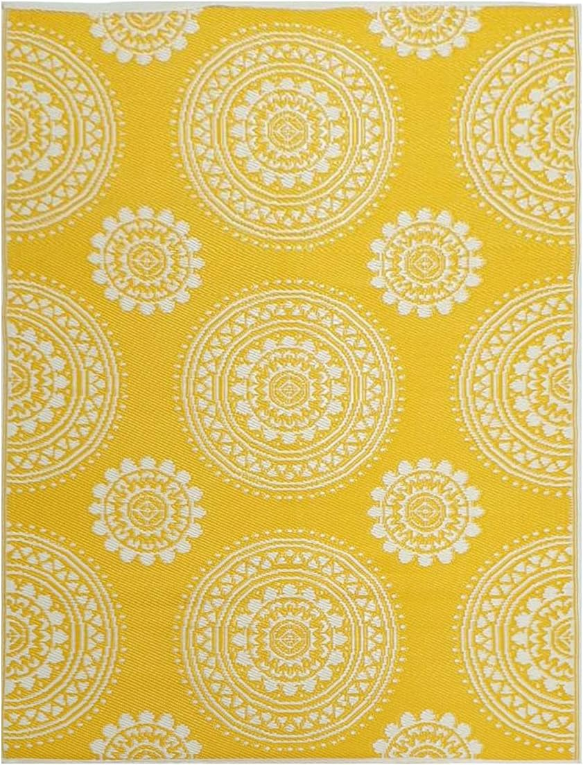 Rug Club Alfresco 21A3 Reversible Outdoor Mat, 180 Cm X 270 Cm Size, Yellow/White image number 4