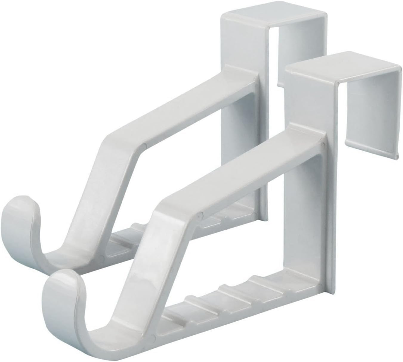 2 Pack over the Door Hooks for Hangers - Extra Strong White Plastic over Door Hook for Hanging Clothes, Towels, Robes, Hats, Bags and More (2, &lrm;White) image number 6