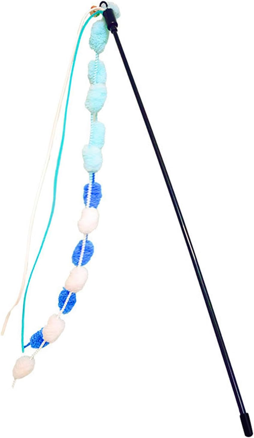Cat Wand Toys, Sturdy Bite Resistant Soft Interactive Cat Teaser Wand Toys with Tassel, Cat Teaser Wand Interactive Cat Toys for Indoor for Kittens Small Cats(Blue) - Blue image number 6
