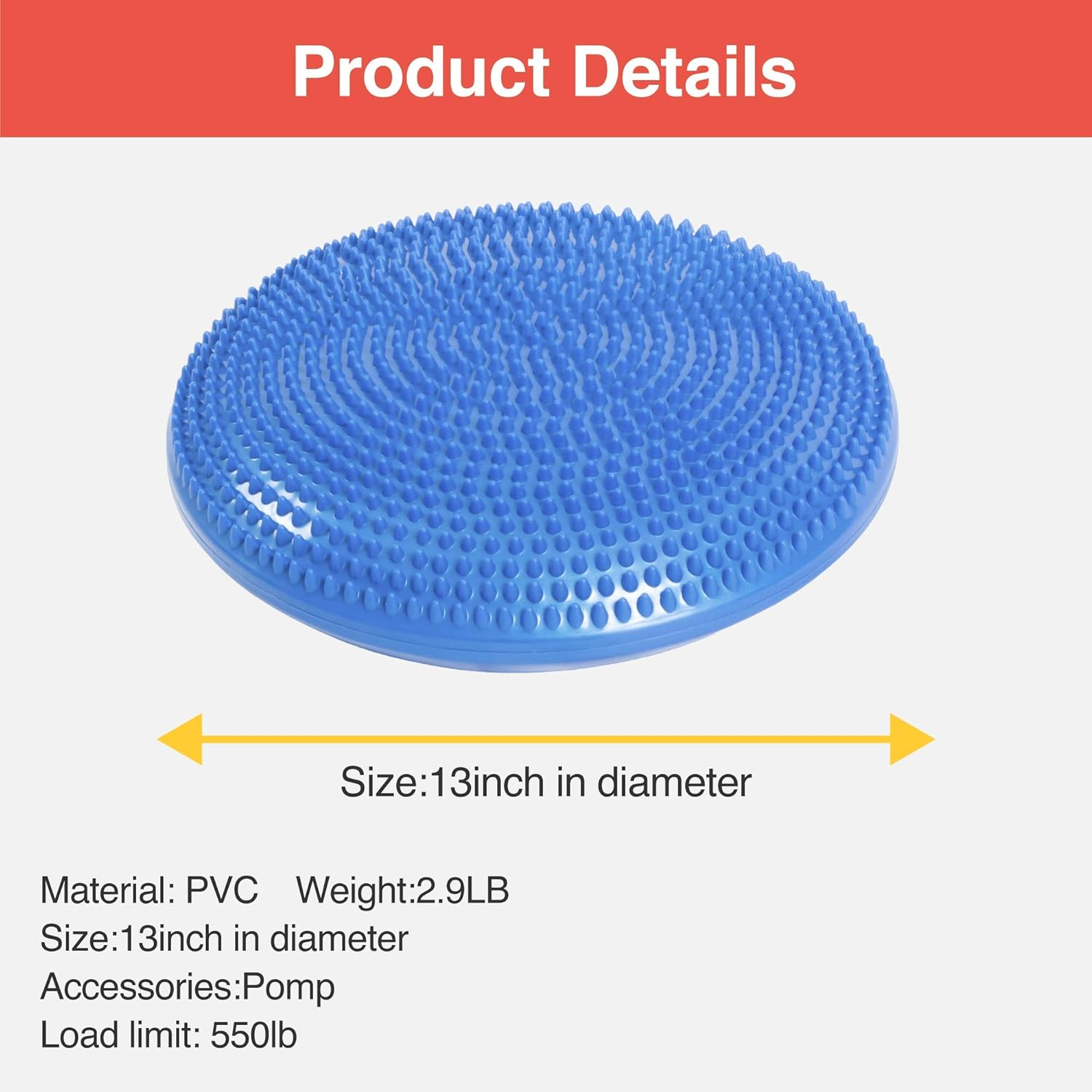 Primasole Balance Disk 2 Pcs Comes with an Air Pump Exercise Disk for Stability Workout13Inch in Diameter 550Lb Load Limit Torso Training Cushion PSS91NH021A image number 5