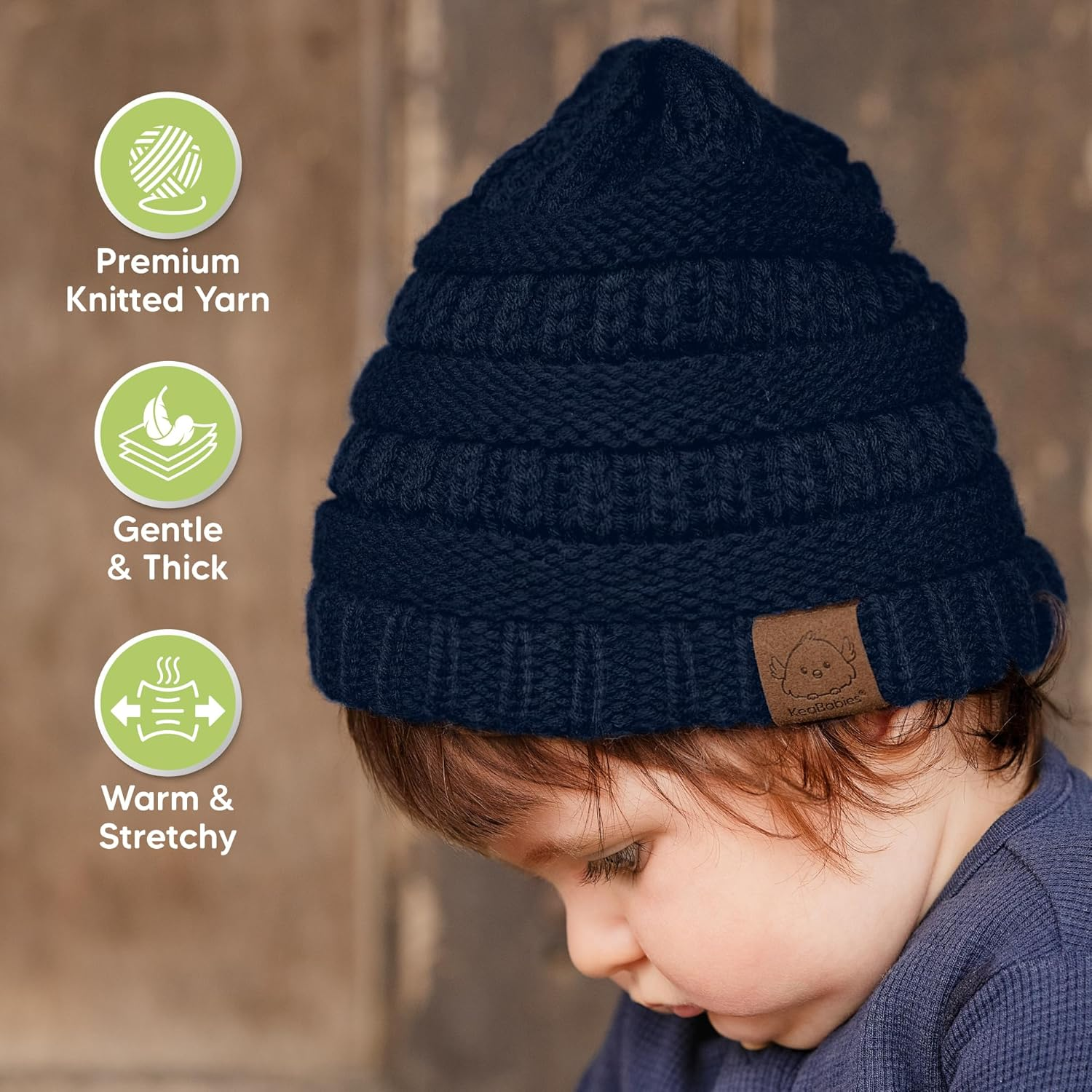Keababies 3-Pack Baby Beanies for Boys, Girls - Soft, Cute Baby Winter Hats 6-36 Months, Stretchy Knit, Warm Toddler Winter Hat, Newborn, Infant, Toddler Beanie for Babies Girl, Boy (Sunshine, M) image number 3