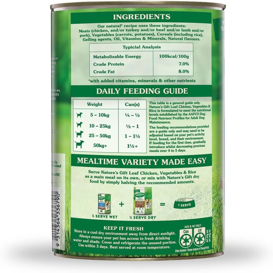 Nature'S Gift Meal Time Loaf Chicken, Vegetables and Rice Wet Dog Food 1.2 Kg image number 2