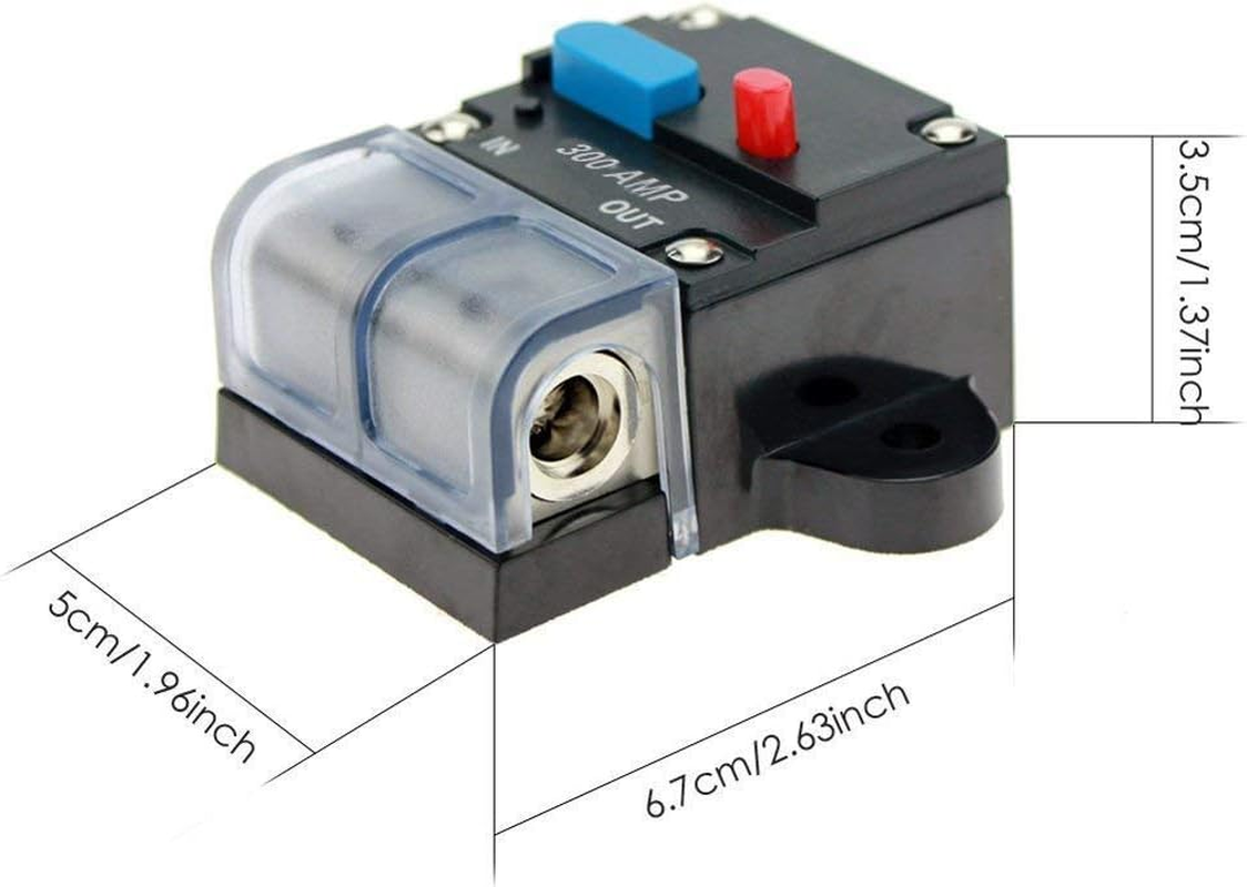 Motor Fuse Holders Inverter Circuit Breaker Car Audio Solar Energy Inline Circuit Breaker Fuse Inverter with Waterproof Cover for Motor Auto Car Marine Boat 300A image number 4